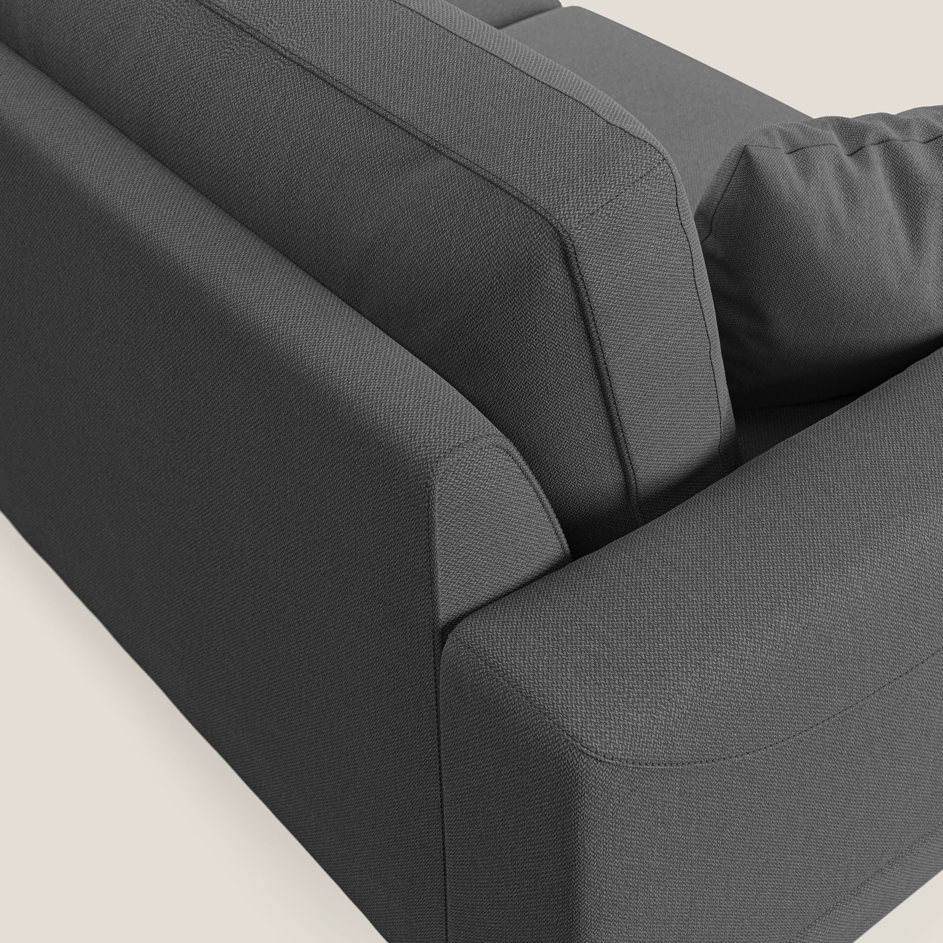 Dorian divano moderno in tessuto morbido antimacchia T05 antracite - divani.store