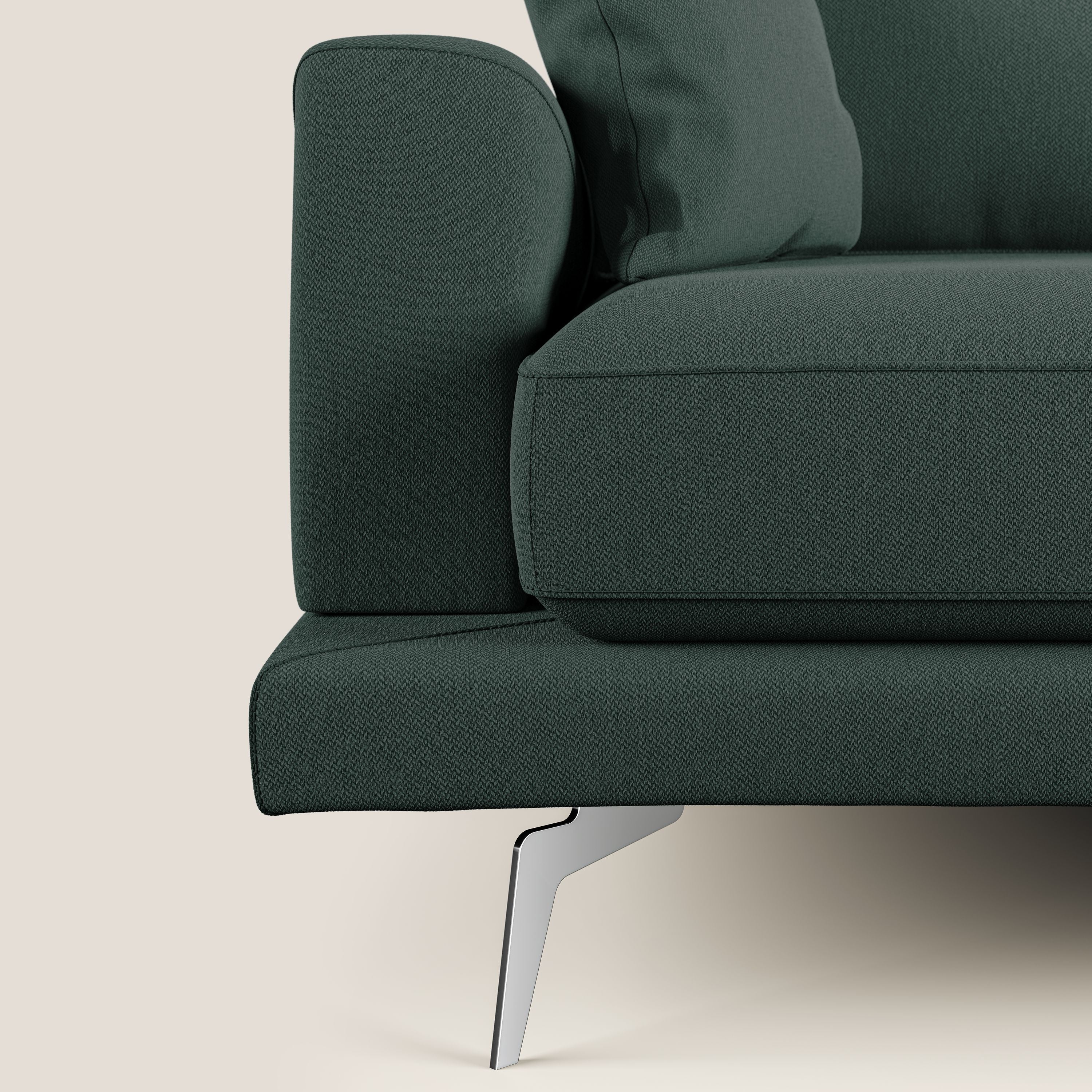 Dorian divano moderno in tessuto morbido antimacchia T05 verde - divani.store