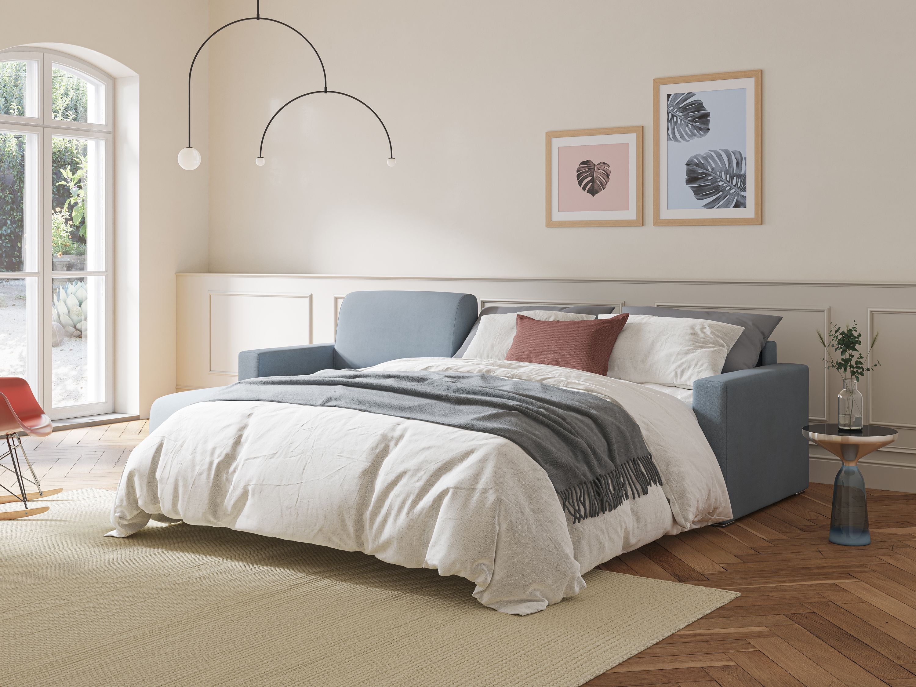 Best Divano letto angolare in tessuto impermeabile T02 giallo - divani.store
