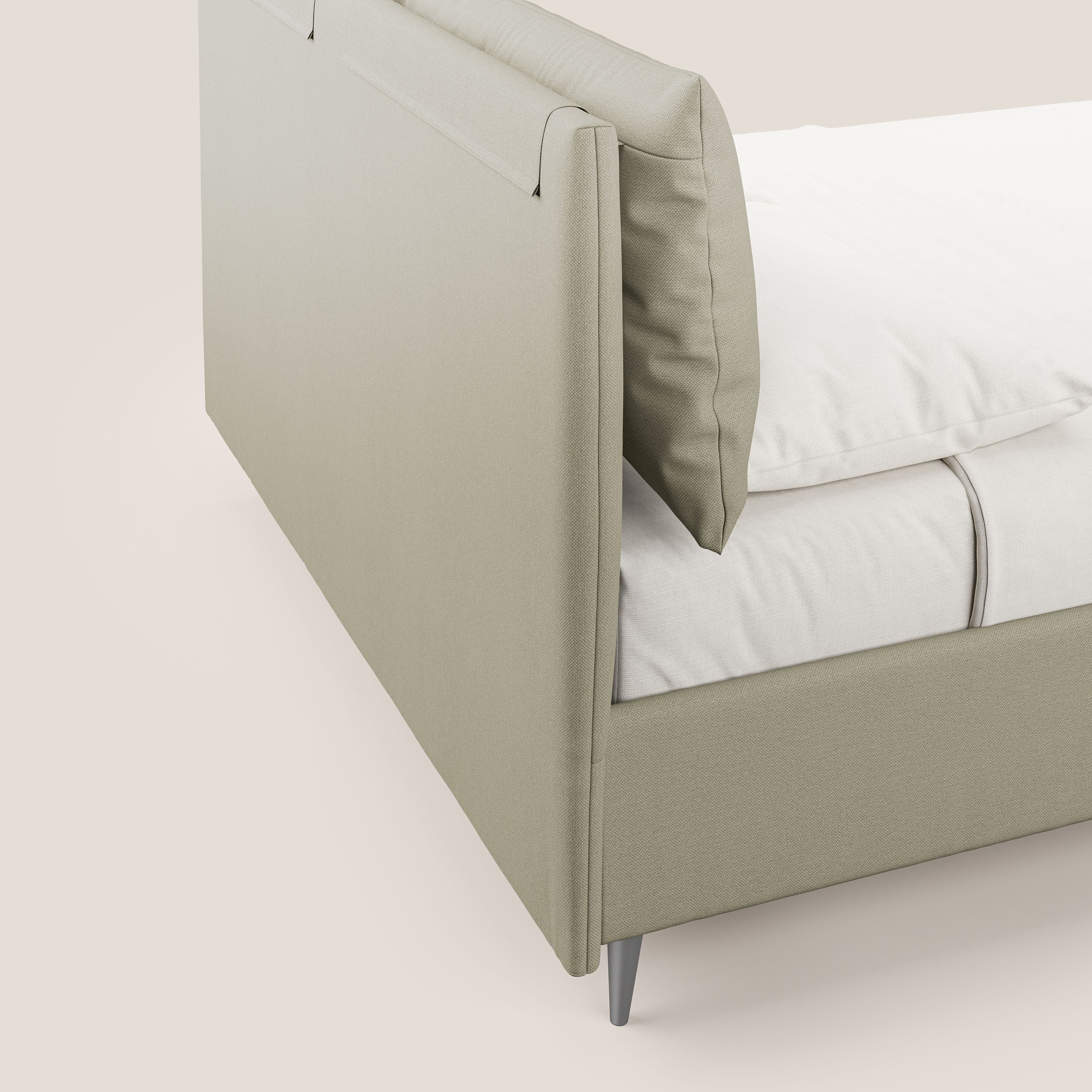 Elsa letto imbottito con vano contenitore in tessuto smacchiabile T05 panna - divani.store