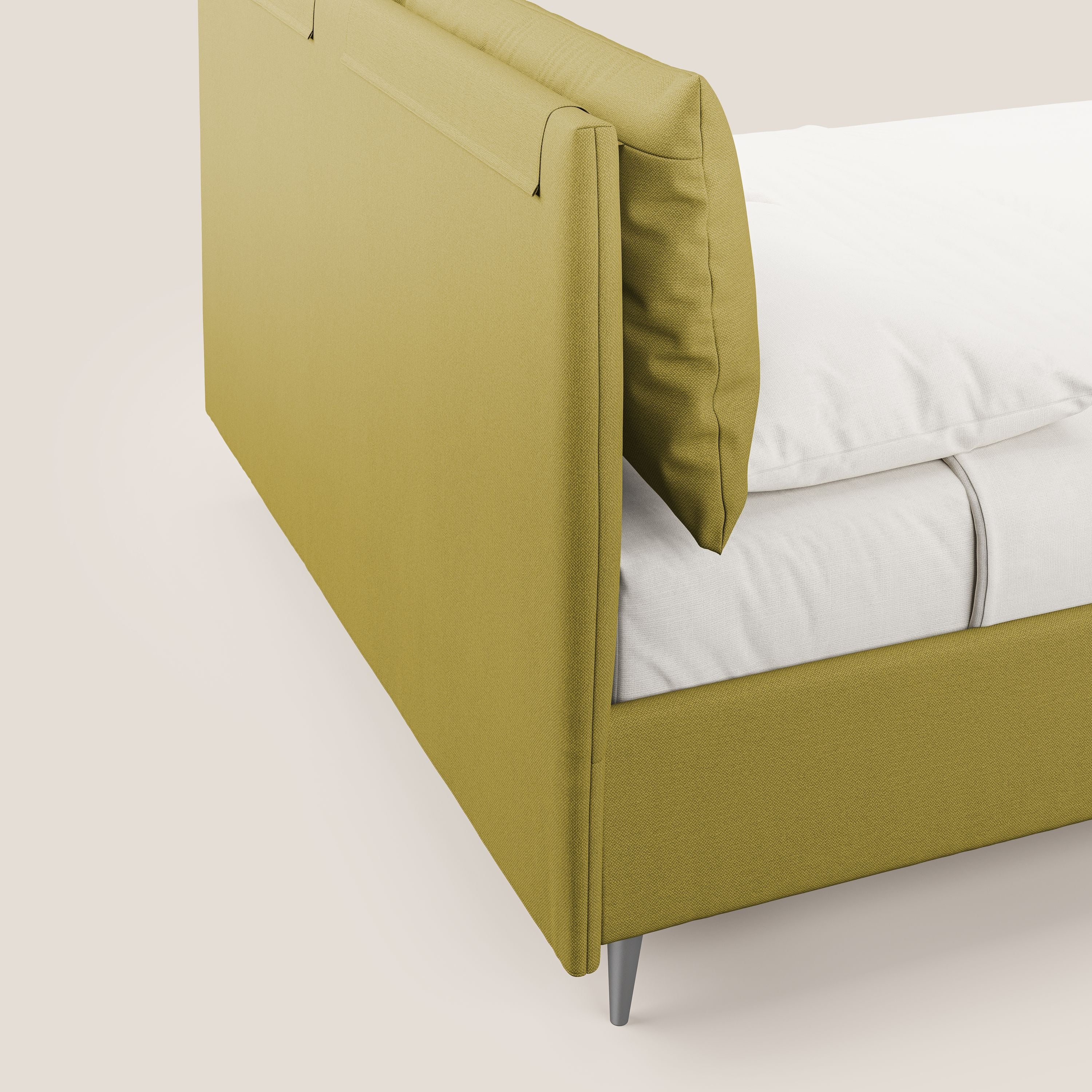 Elsa letto imbottito con vano contenitore in tessuto smacchiabile T05 giallo - divani.store