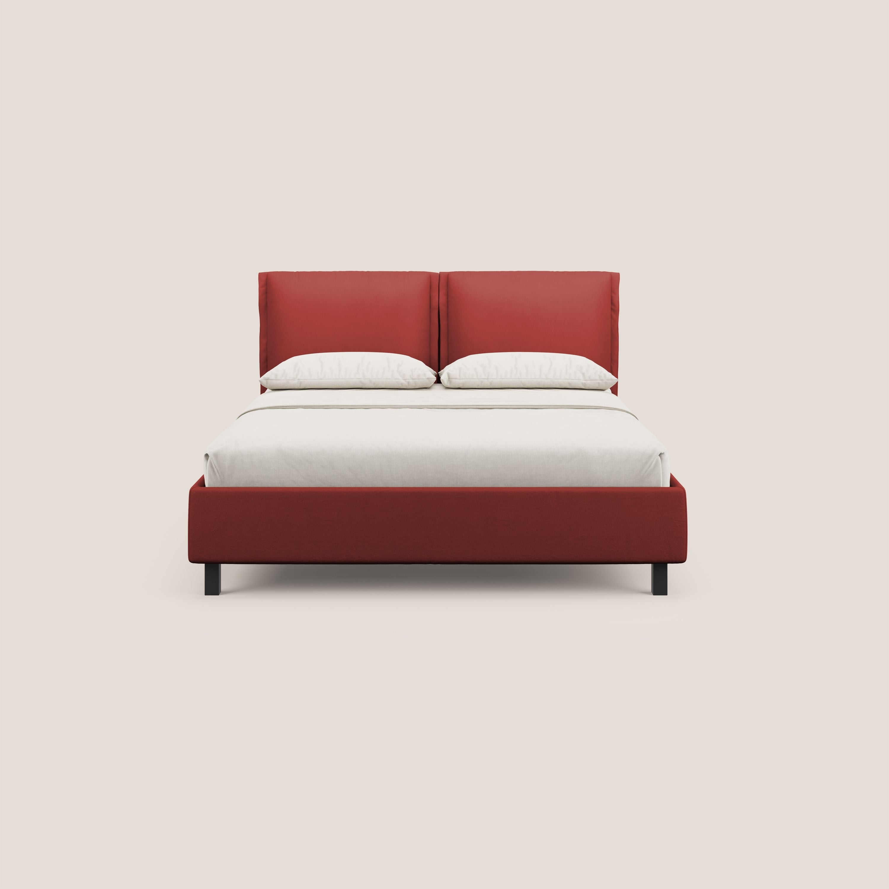 Emma letto contenitore con cuscini mobili in microfibra smacchiabile T11 rosso - divani.store