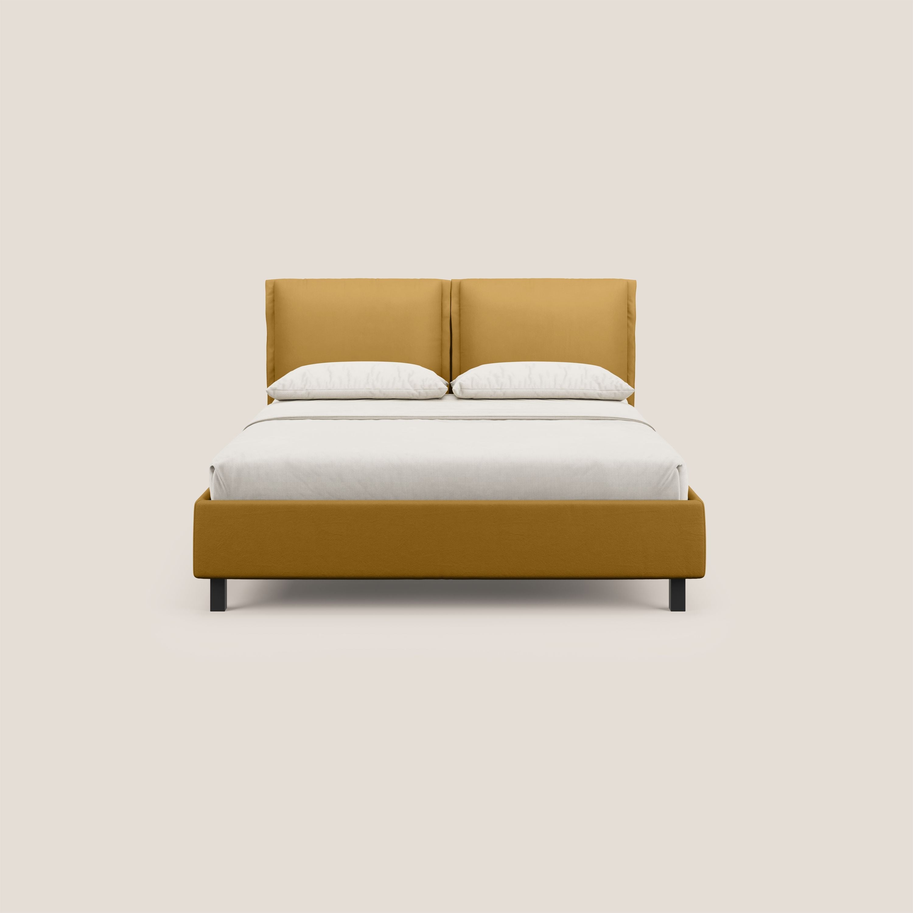 Emma letto contenitore con cuscini mobili in microfibra smacchiabile T11 giallo - divani.store