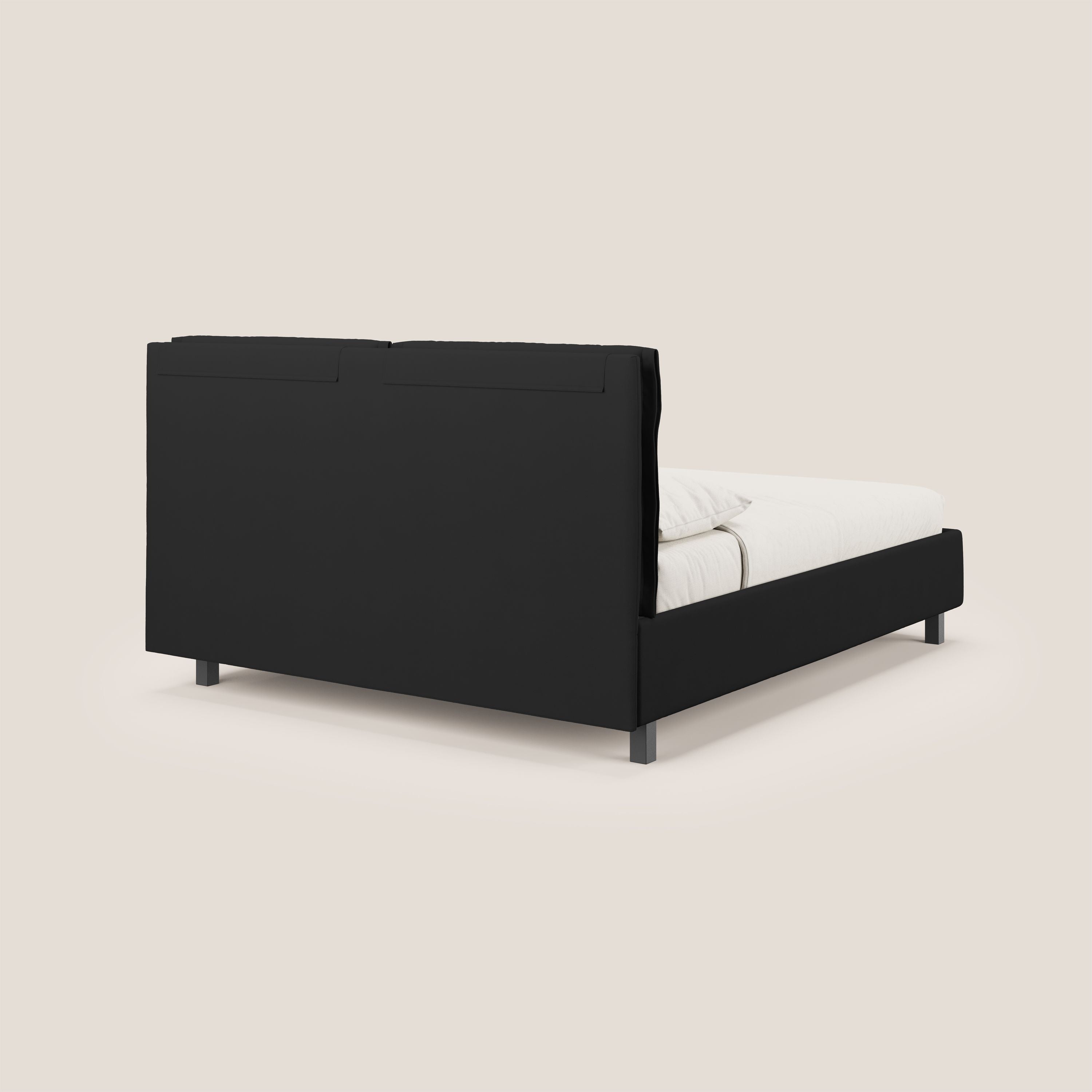 Emma letto contenitore con cuscini mobili in microfibra smacchiabile T11 nero - divani.store