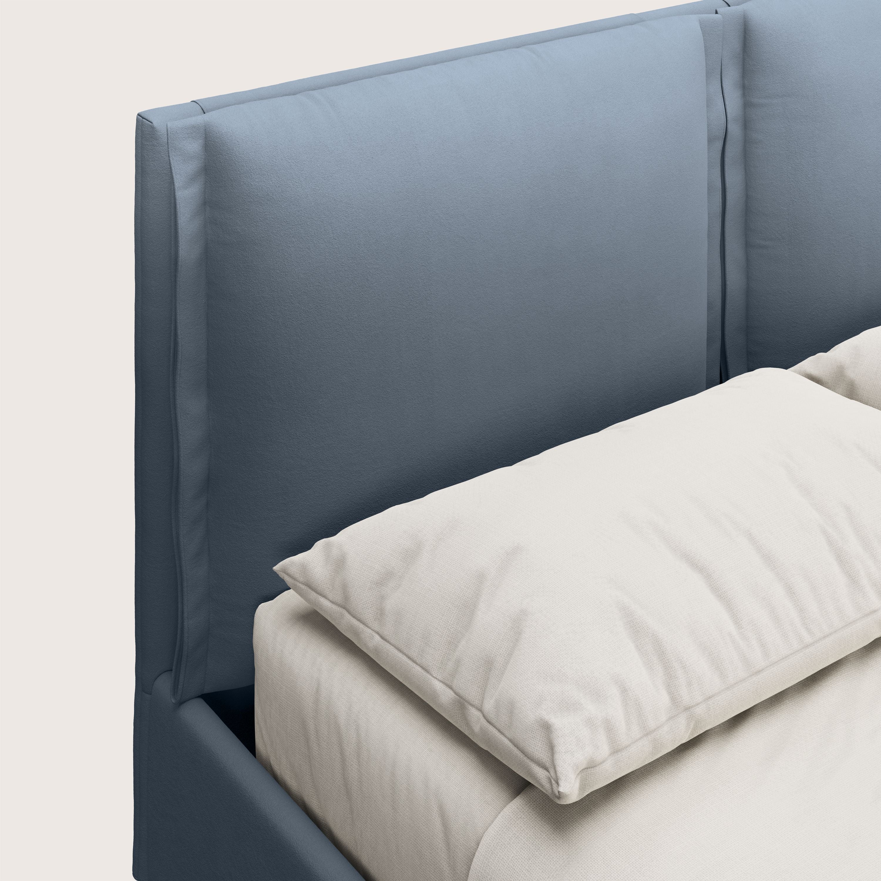 Emma letto contenitore con cuscini mobili in microfibra smacchiabile T11 carta da zucchero - divani.store