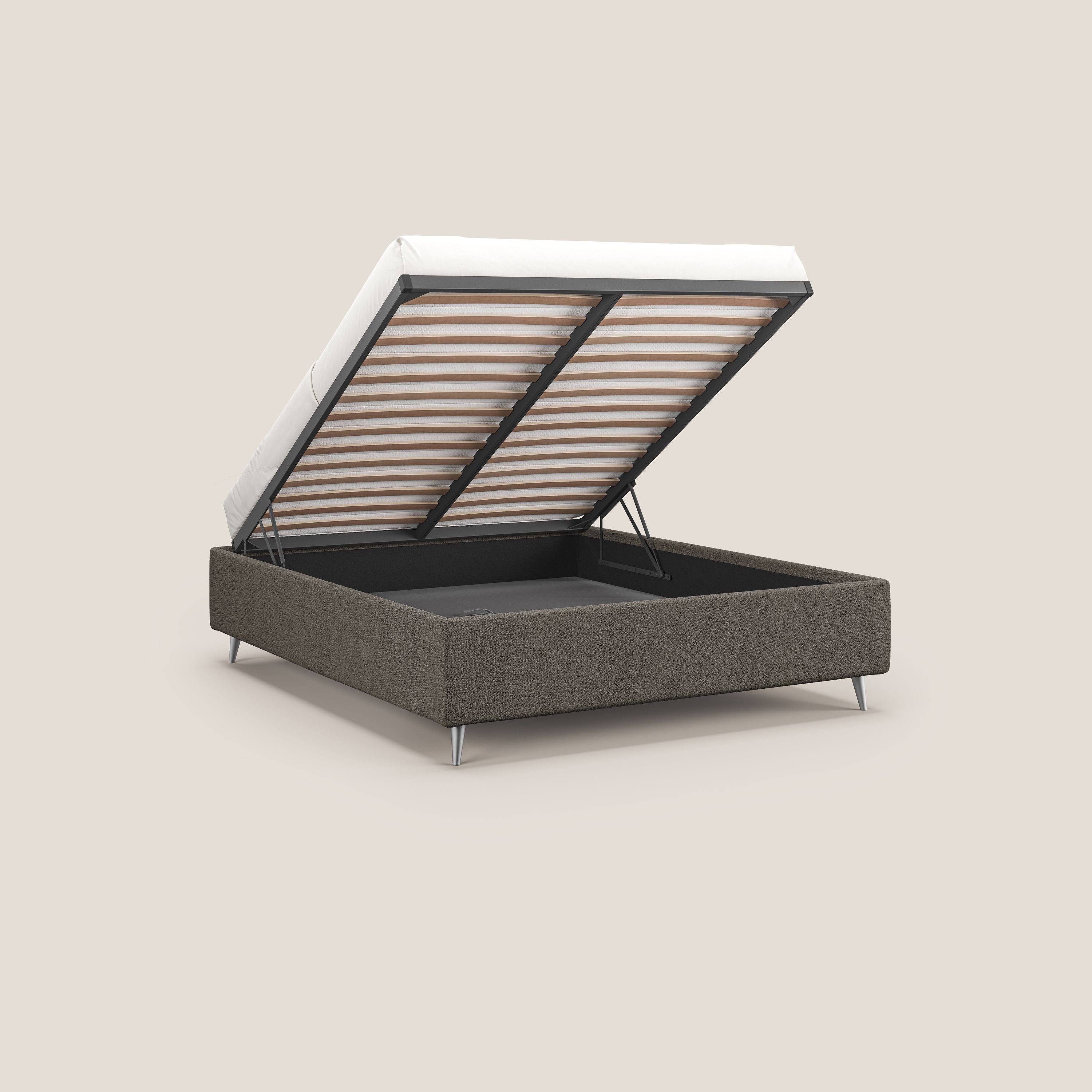Febe sommier compatto con grande capienza del contenitore in tessuto impermeabile T03 talpa - divani.store