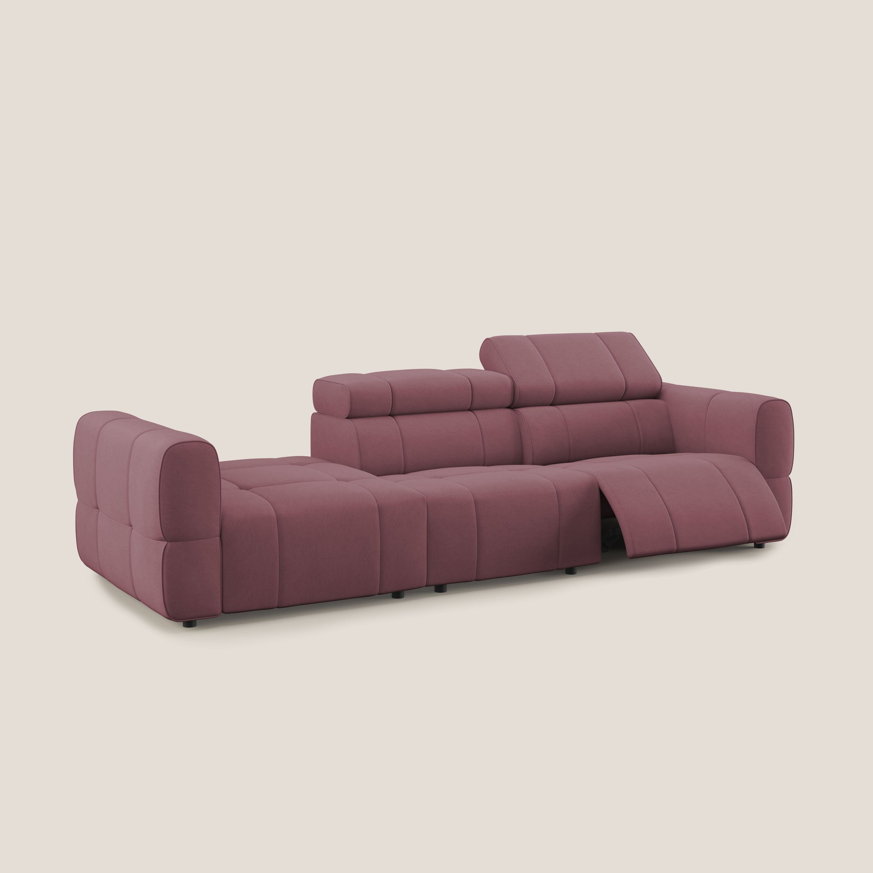 Giotto Divano con terminale e opzione relax elettrico in microfibra effetto velluto impermeabile T09 - divani.store
