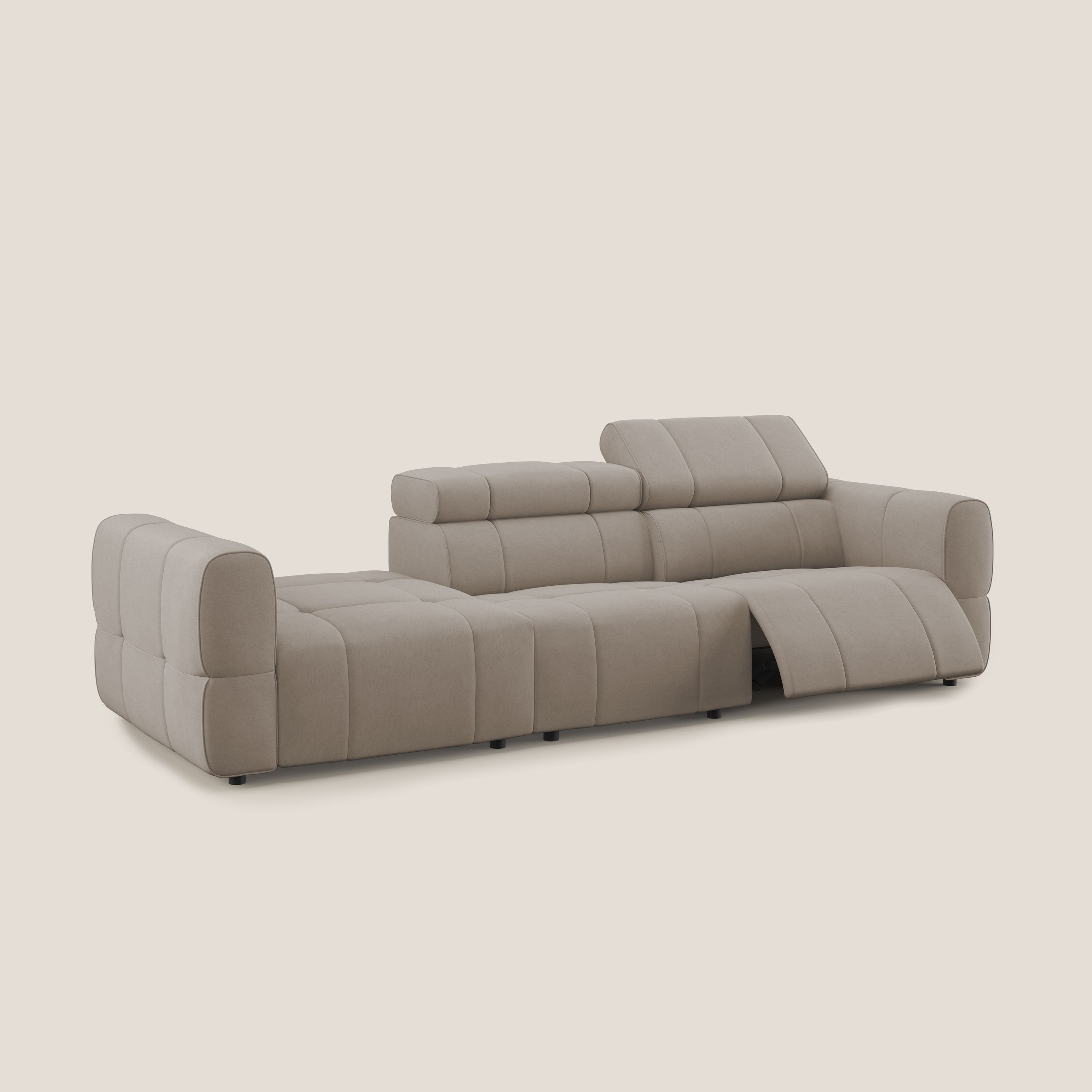 Giotto Divano con terminale e opzione relax elettrico in microfibra effetto velluto impermeabile T09 - divani.store