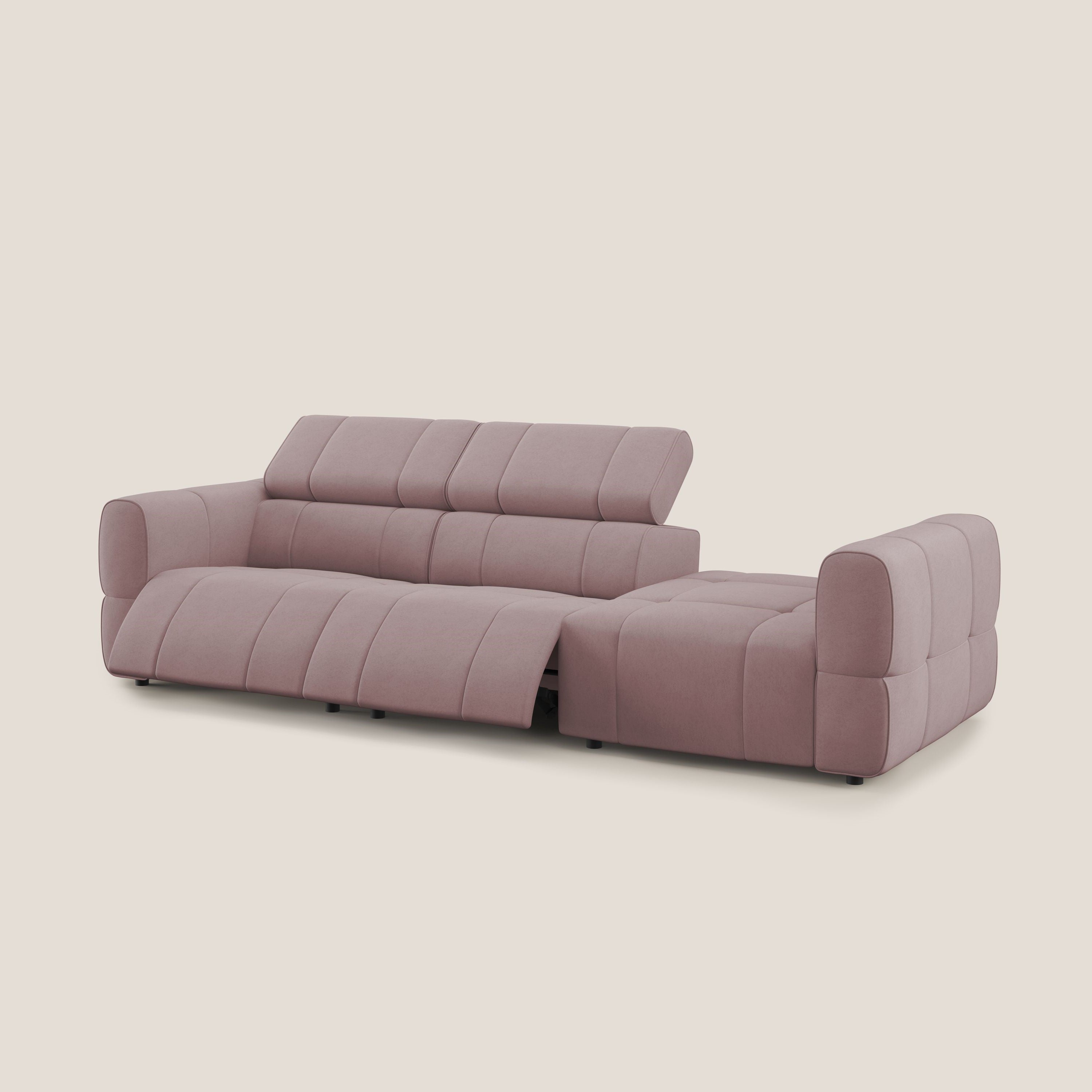 Giotto Divano con terminale e opzione relax elettrico in microfibra effetto velluto impermeabile T09 - divani.store