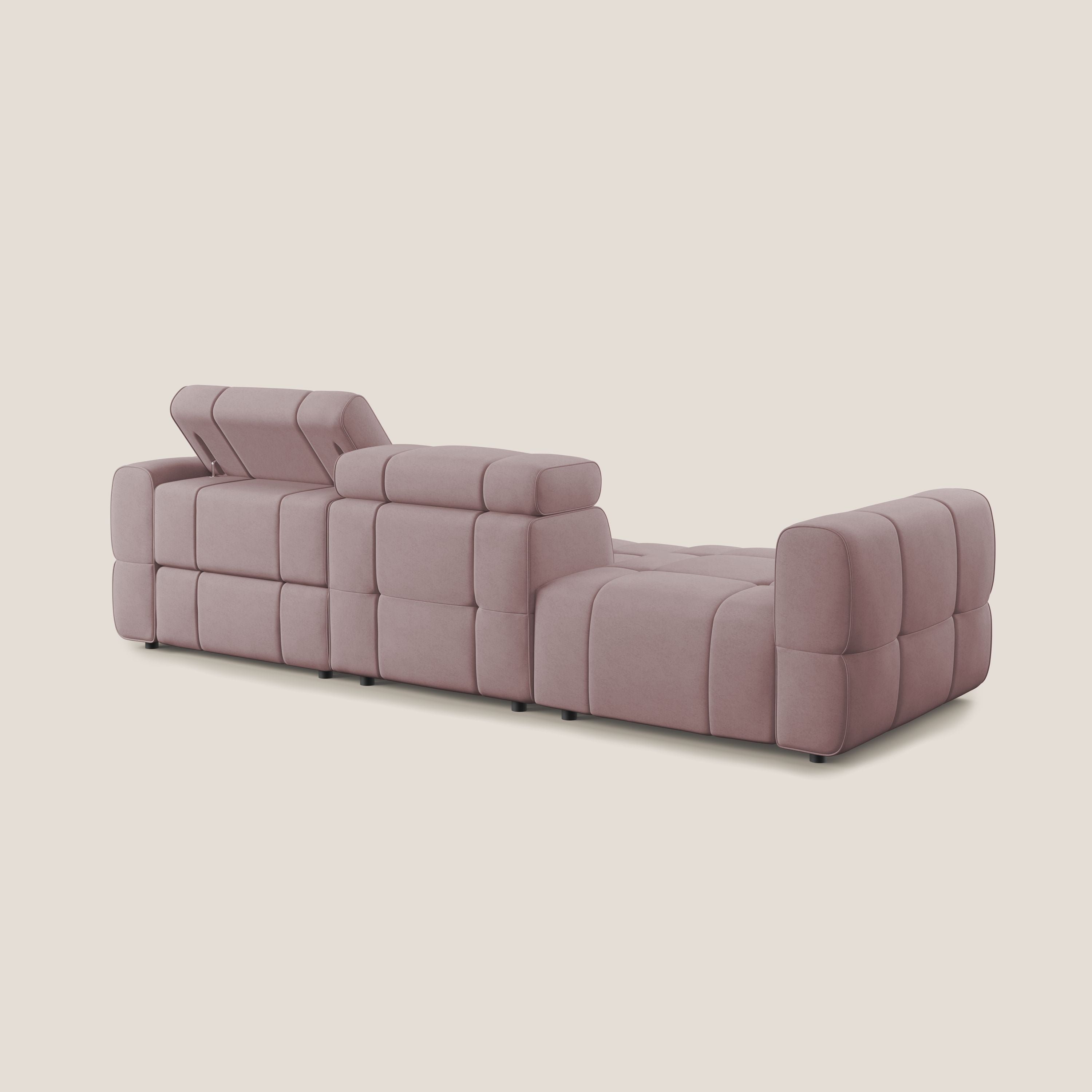 Giotto Divano con terminale e opzione relax elettrico in microfibra effetto velluto impermeabile T09 - divani.store