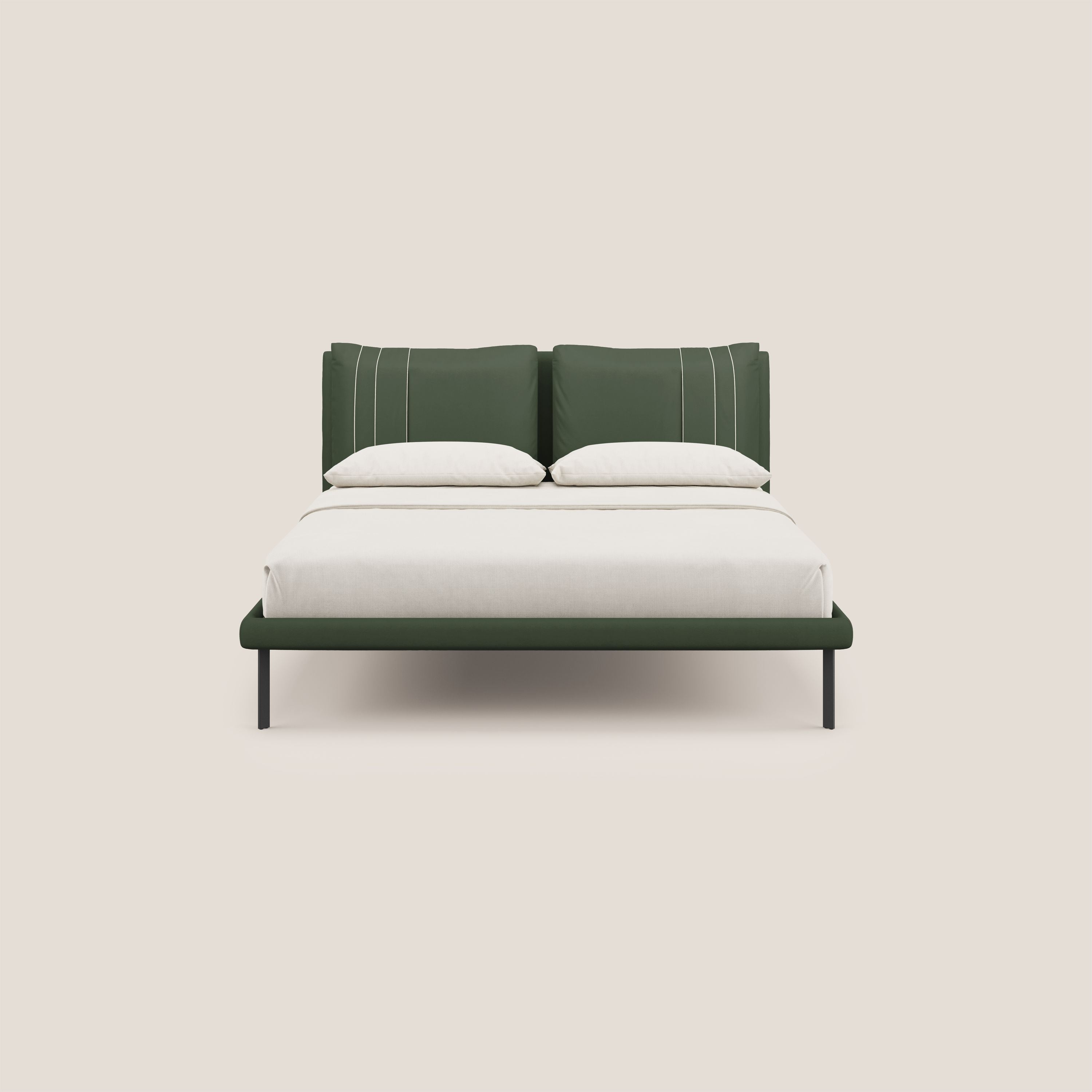 Giselle letto moderno con cuscini testata regolabili con tasche in microfibra impermeabile T11 verde - divani.store