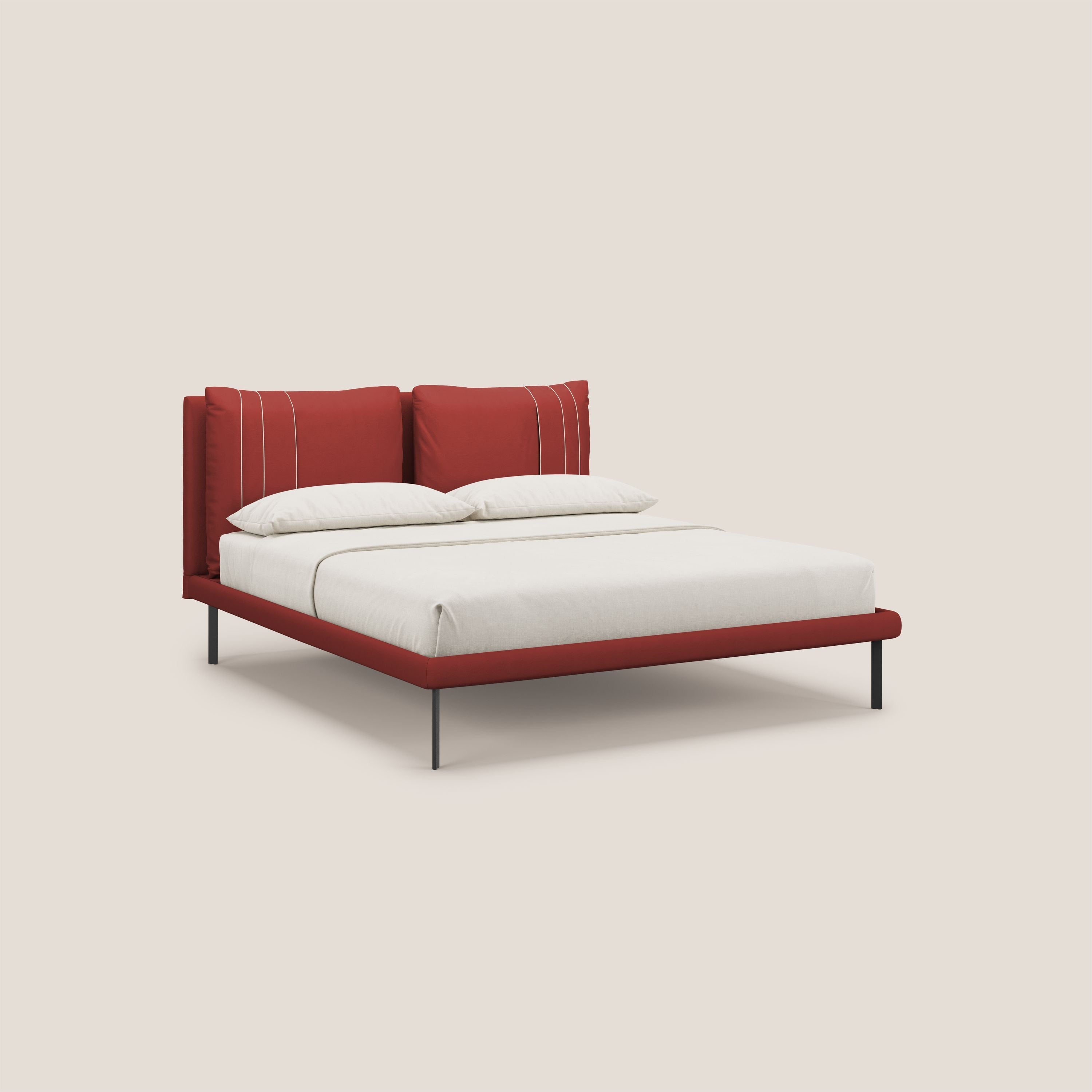 Giselle letto moderno con cuscini testata regolabili con tasche in microfibra impermeabile T11 rosso - divani.store