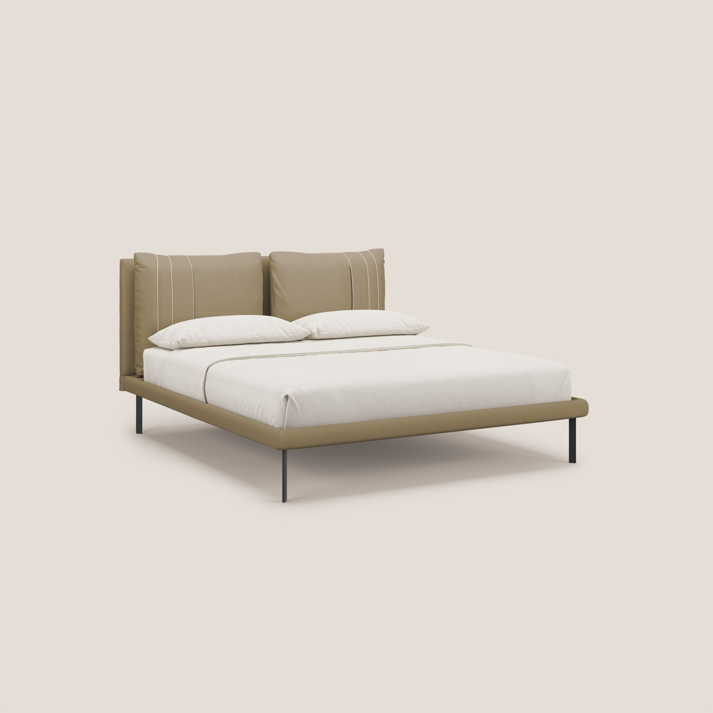 Giselle letto moderno con cuscini testata regolabili con tasche in microfibra impermeabile T11 beige - divani.store