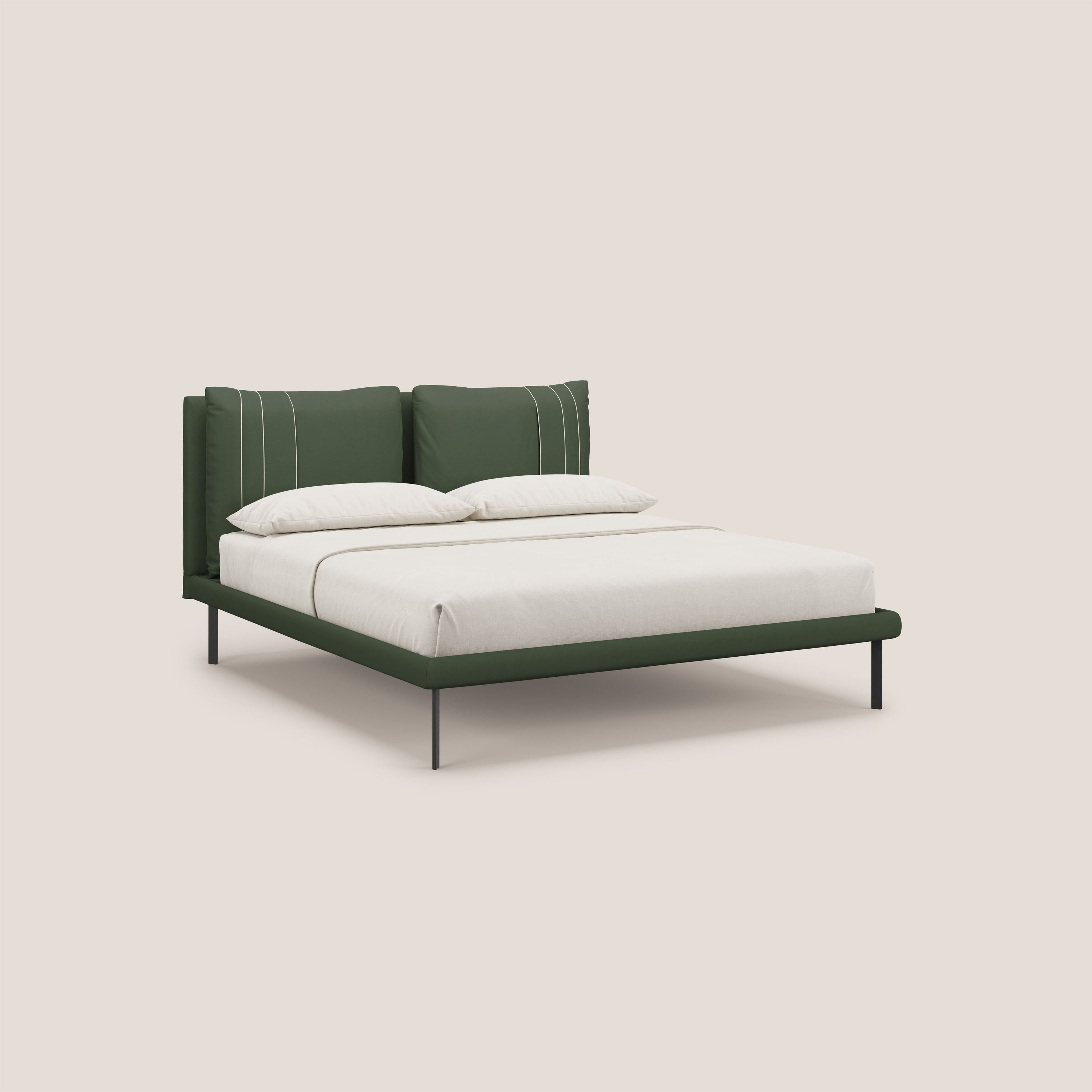 Giselle letto moderno con cuscini testata regolabili con tasche in microfibra impermeabile T11 verde - divani.store