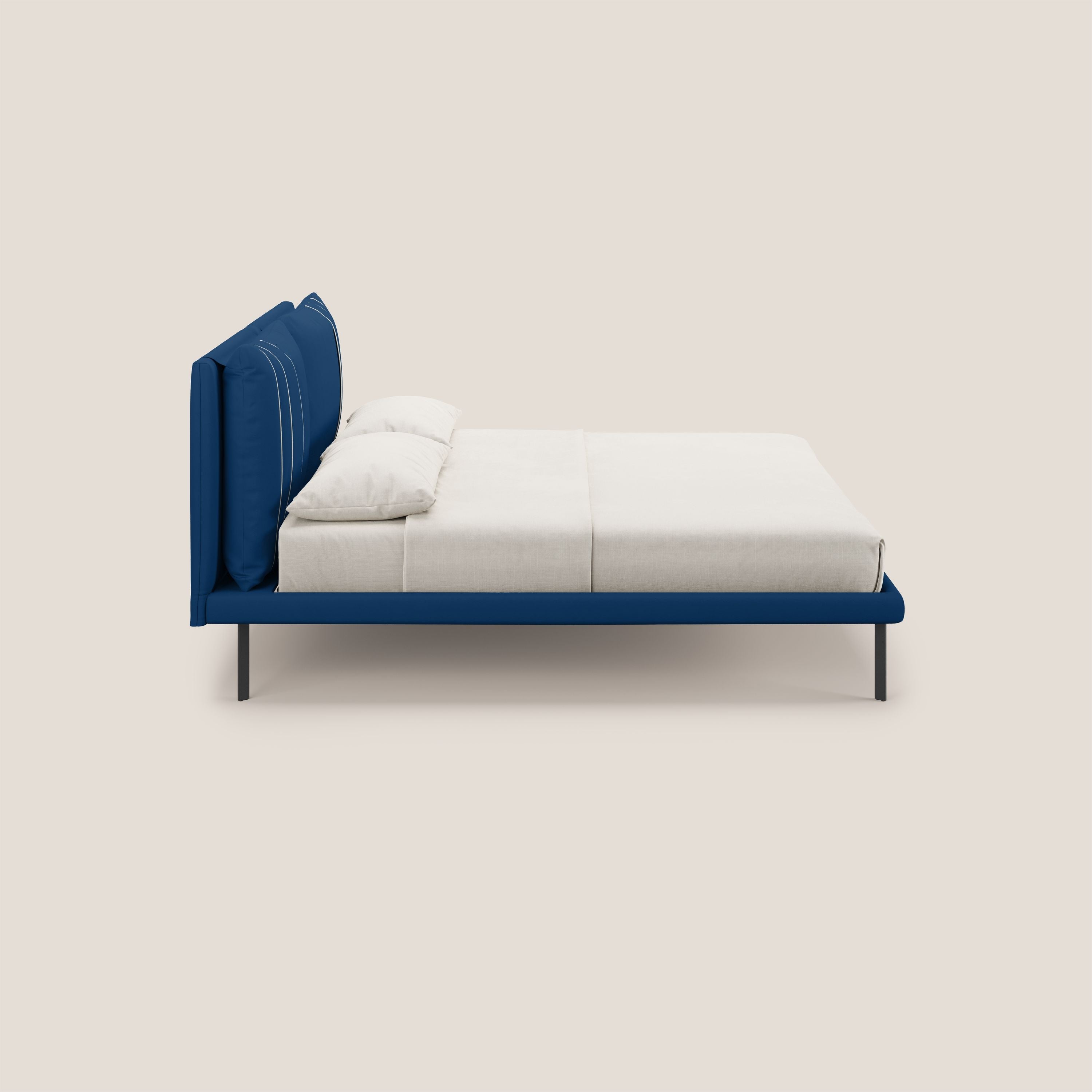 Giselle letto moderno con cuscini testata regolabili con tasche in microfibra impermeabile T11 blu - divani.store