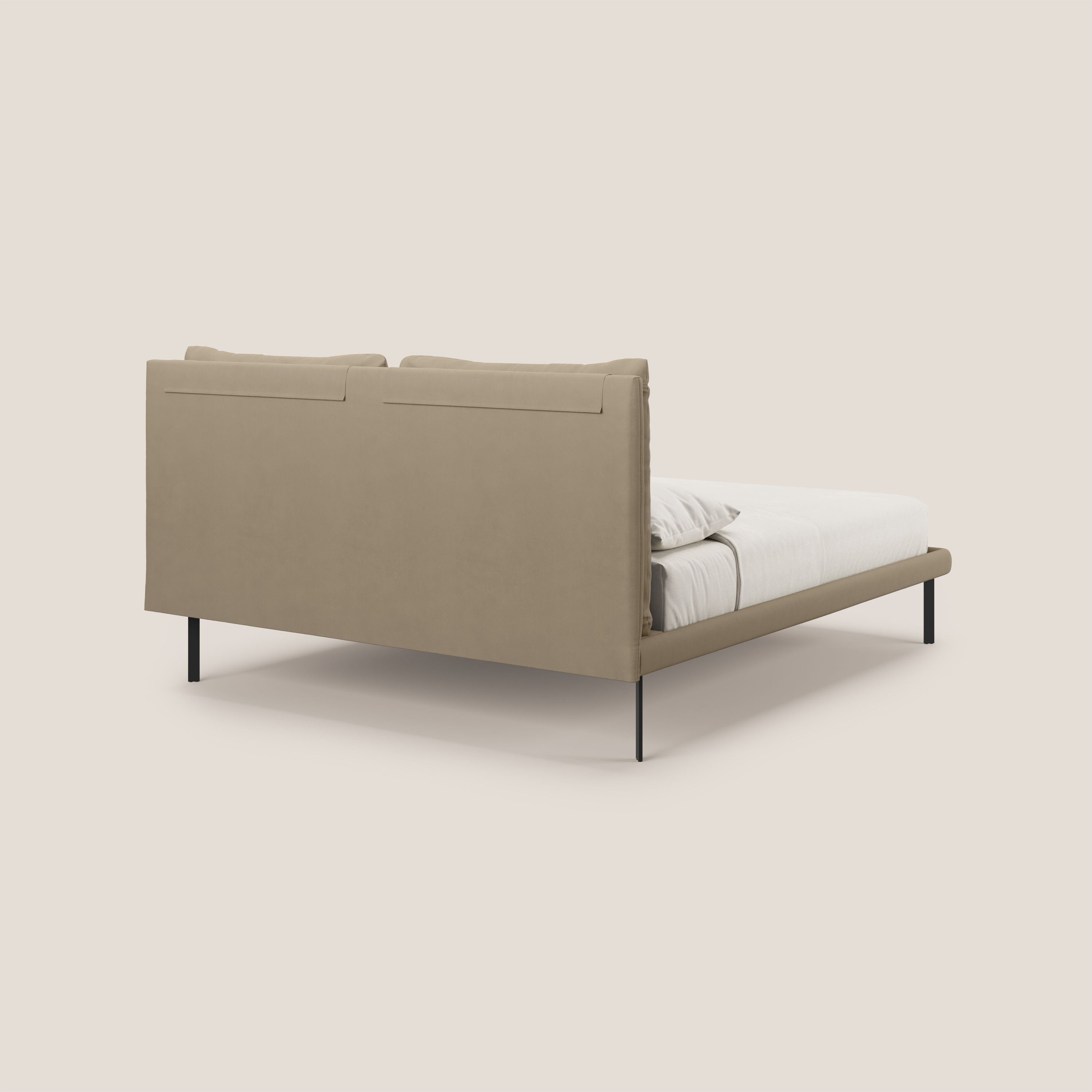 Giselle letto moderno con cuscini testata regolabili con tasche in microfibra impermeabile T11 tortora - divani.store