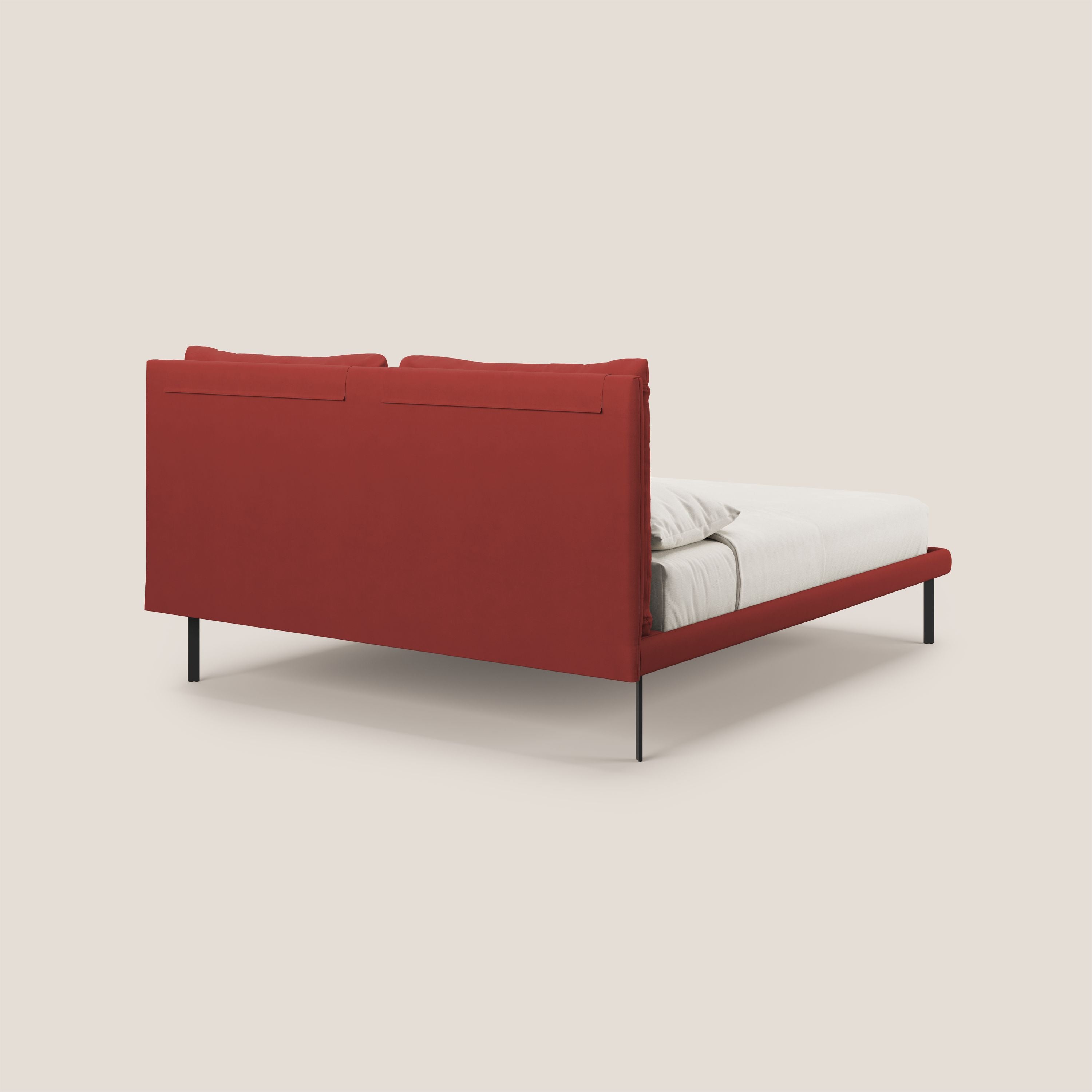 Giselle letto moderno con cuscini testata regolabili con tasche in microfibra impermeabile T11 rosso - divani.store