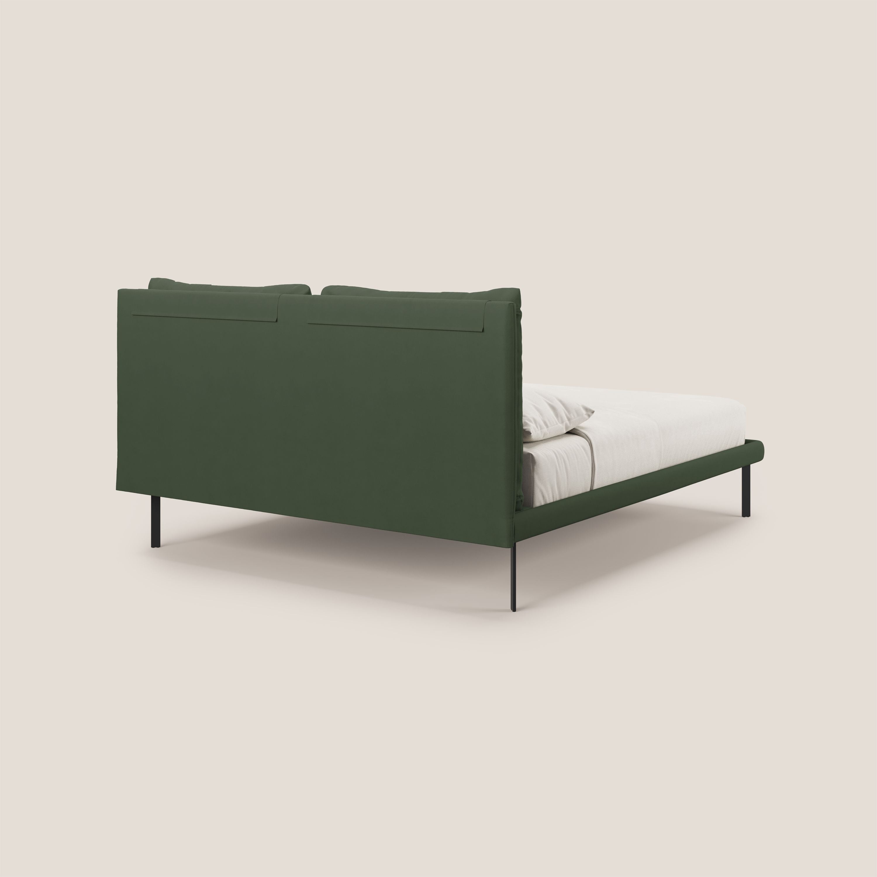 Giselle letto moderno con cuscini testata regolabili con tasche in microfibra impermeabile T11 verde - divani.store