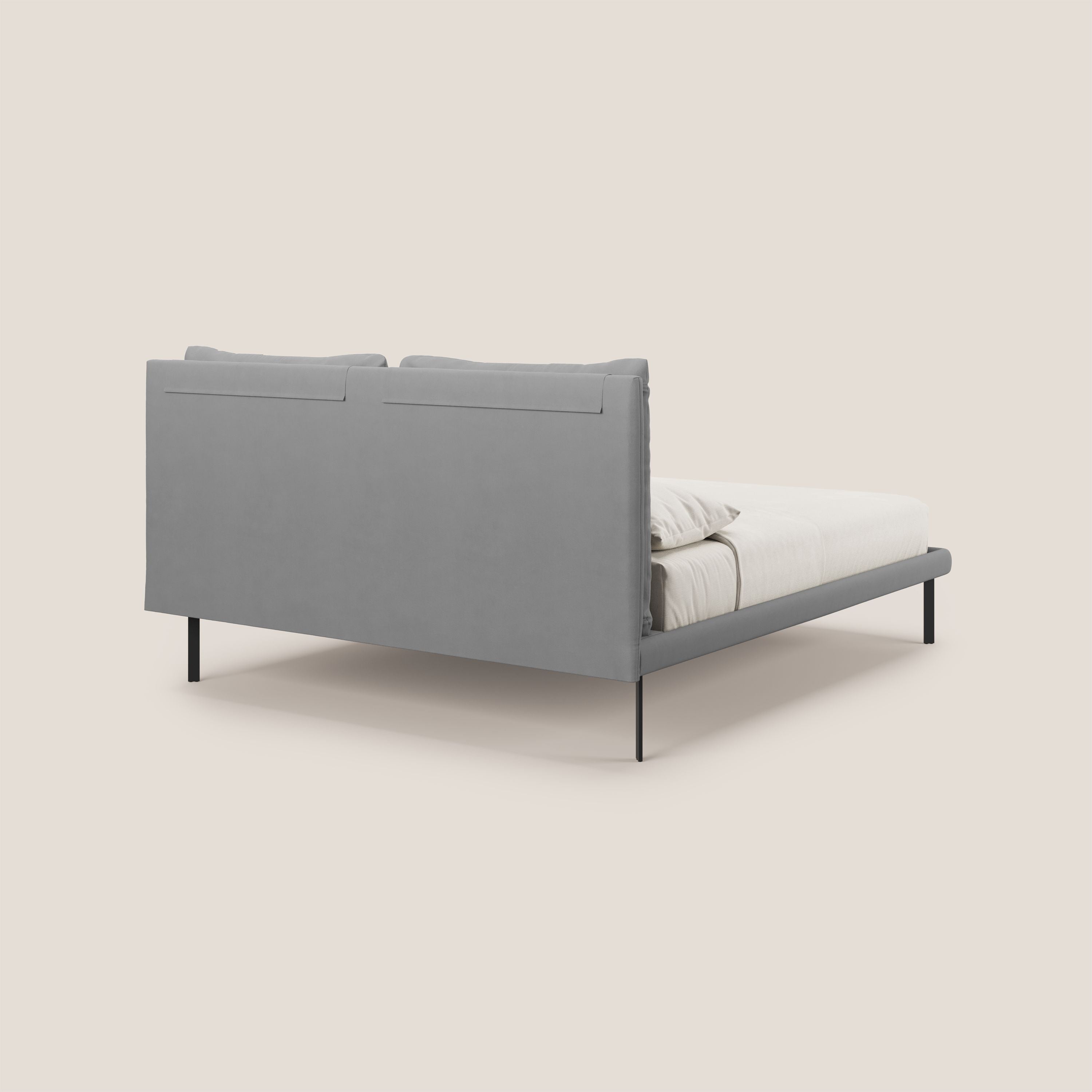 Giselle letto moderno con cuscini testata regolabili con tasche in microfibra impermeabile T11 grigio - divani.store