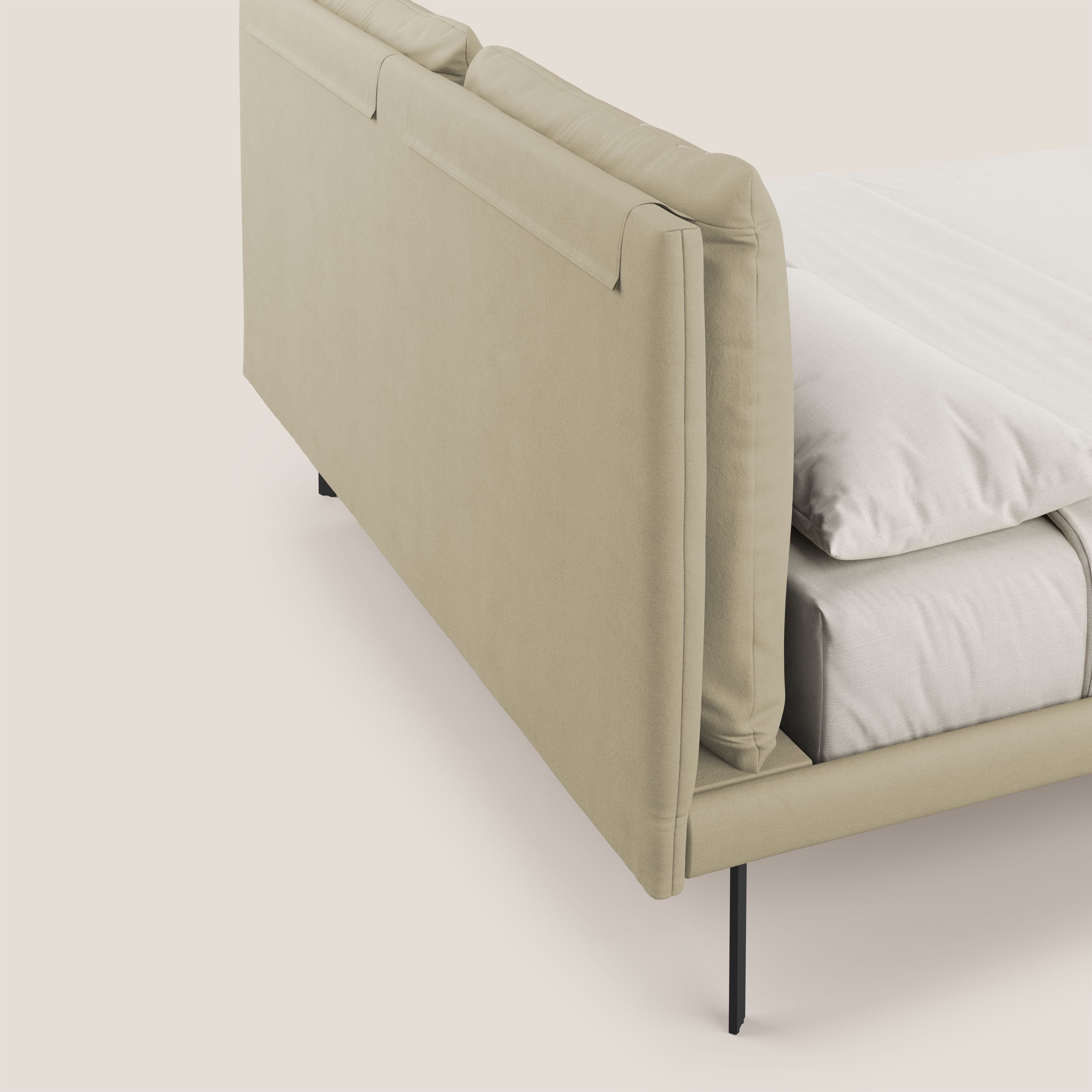 Giselle letto moderno con cuscini testata regolabili con tasche in microfibra impermeabile T11 panna - divani.store