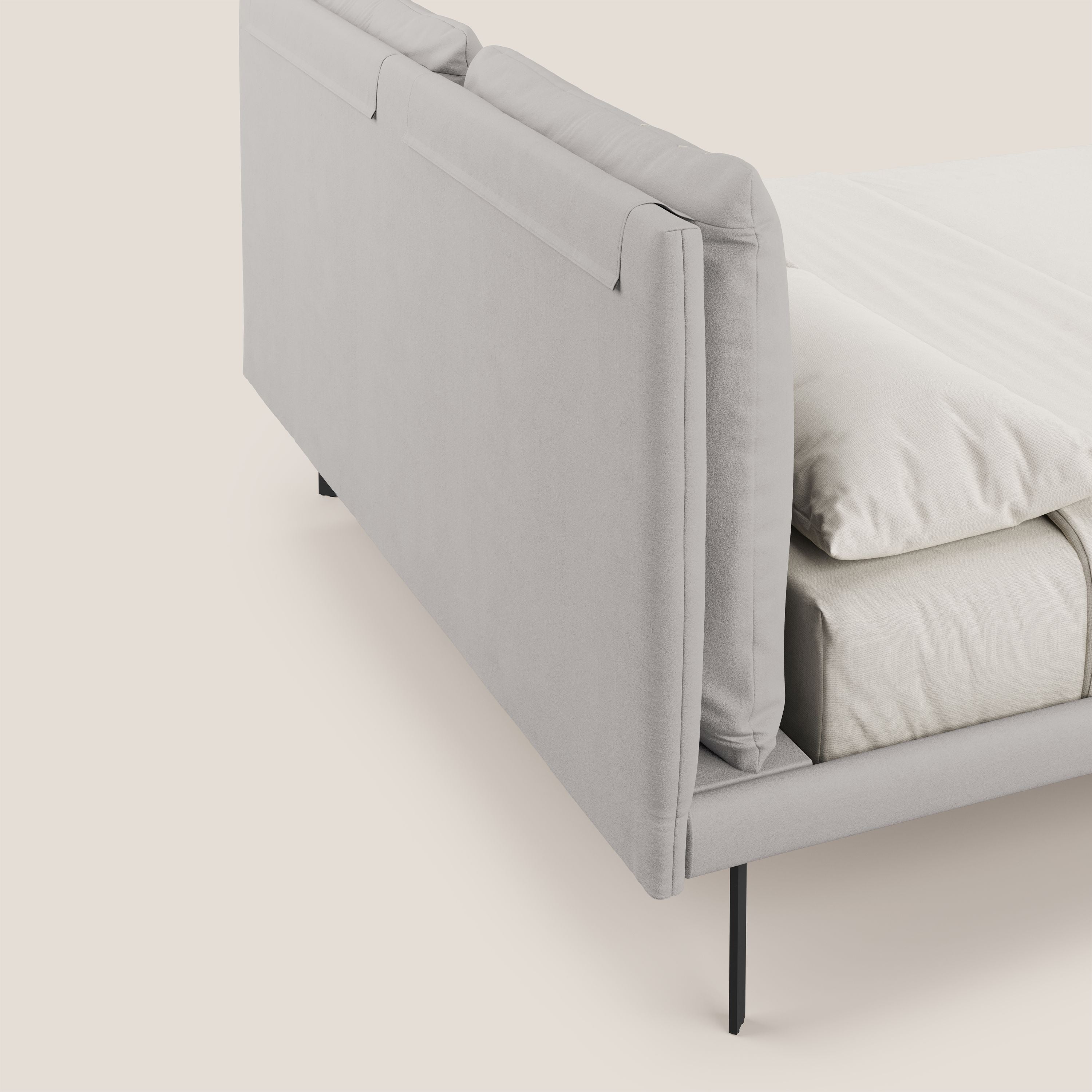 Giselle letto moderno con cuscini testata regolabili con tasche in microfibra impermeabile T11 grigio chiaro - divani.store