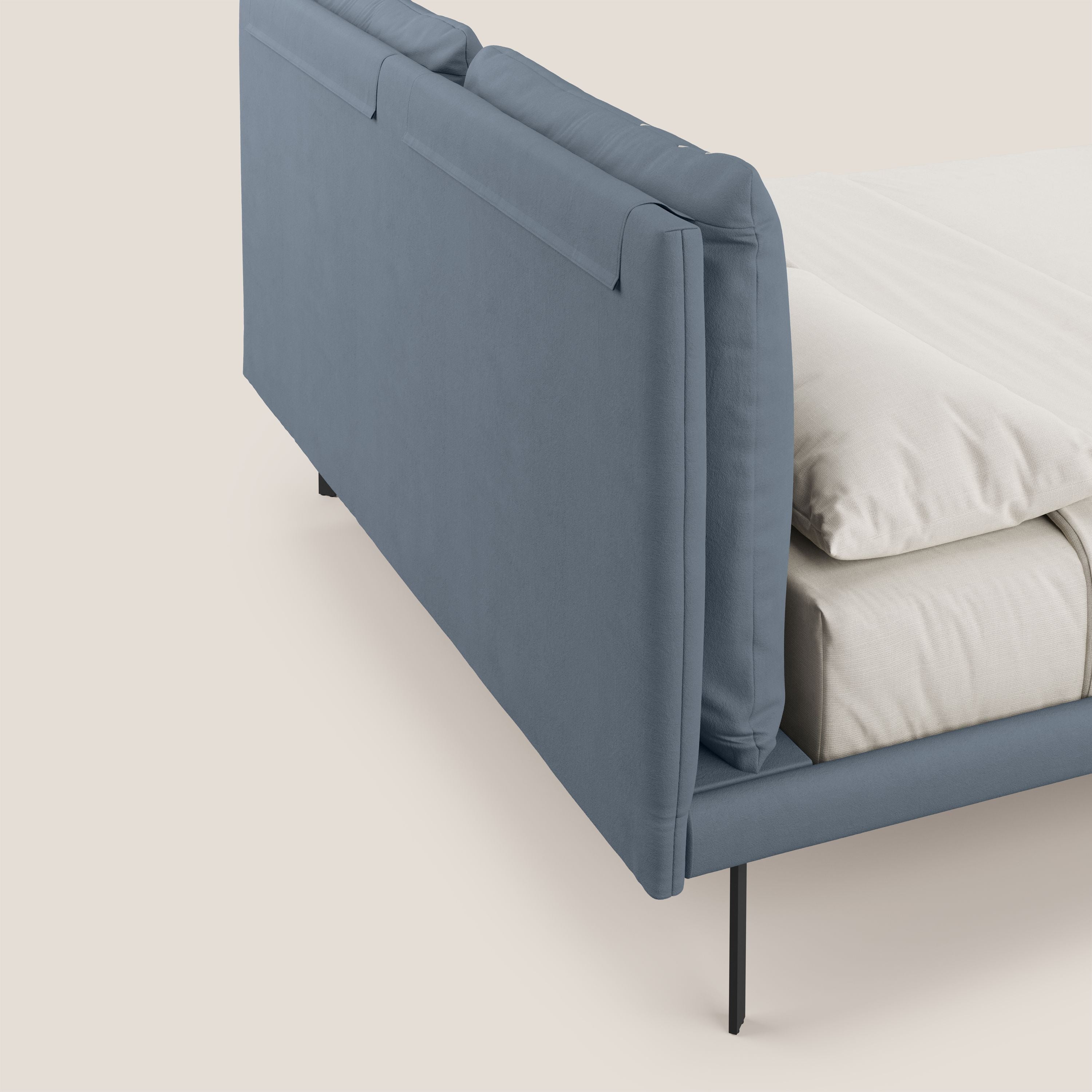 Giselle letto moderno con cuscini testata regolabili con tasche in microfibra impermeabile T11 carta da zucchero - divani.store