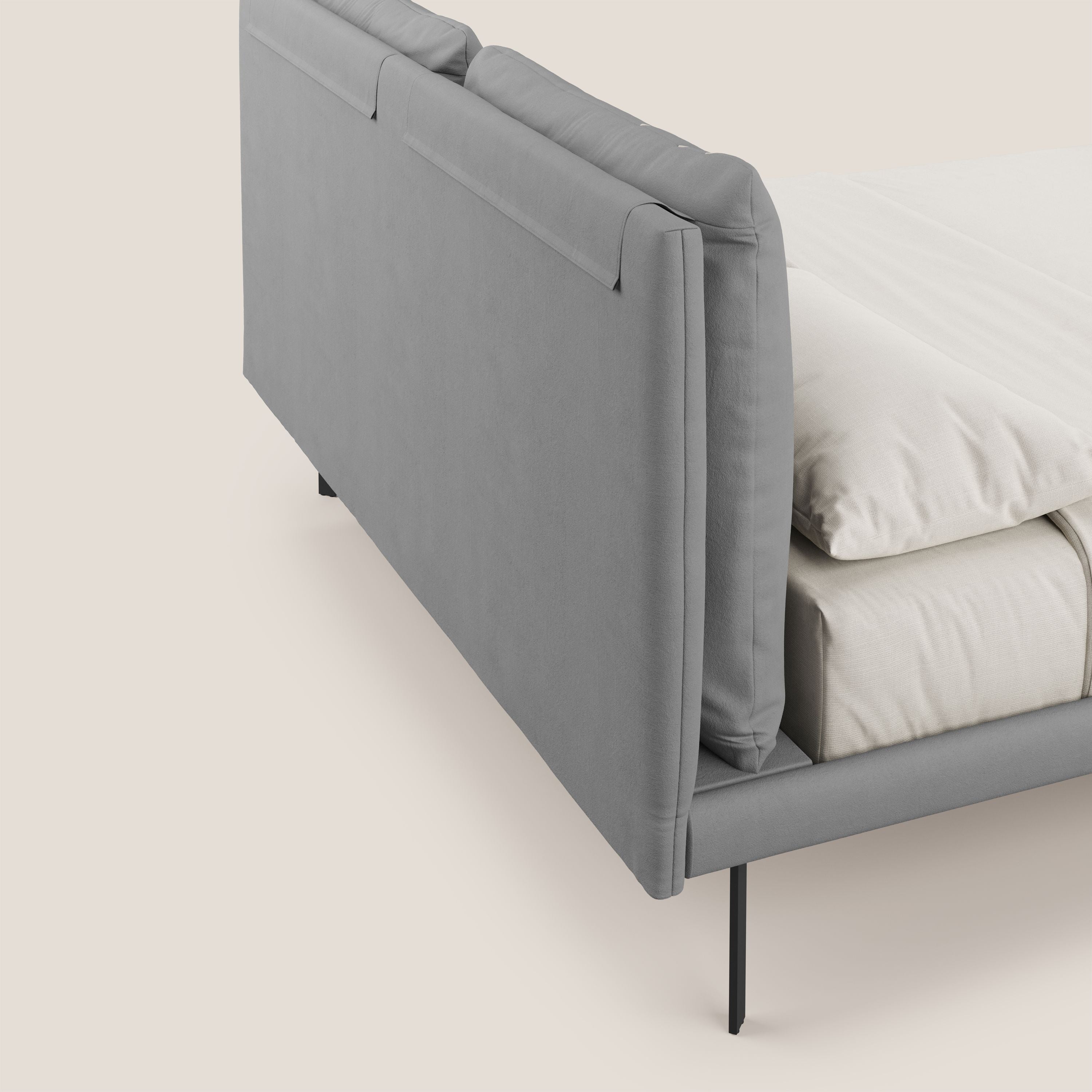Giselle letto moderno con cuscini testata regolabili con tasche in microfibra impermeabile T11 grigio - divani.store