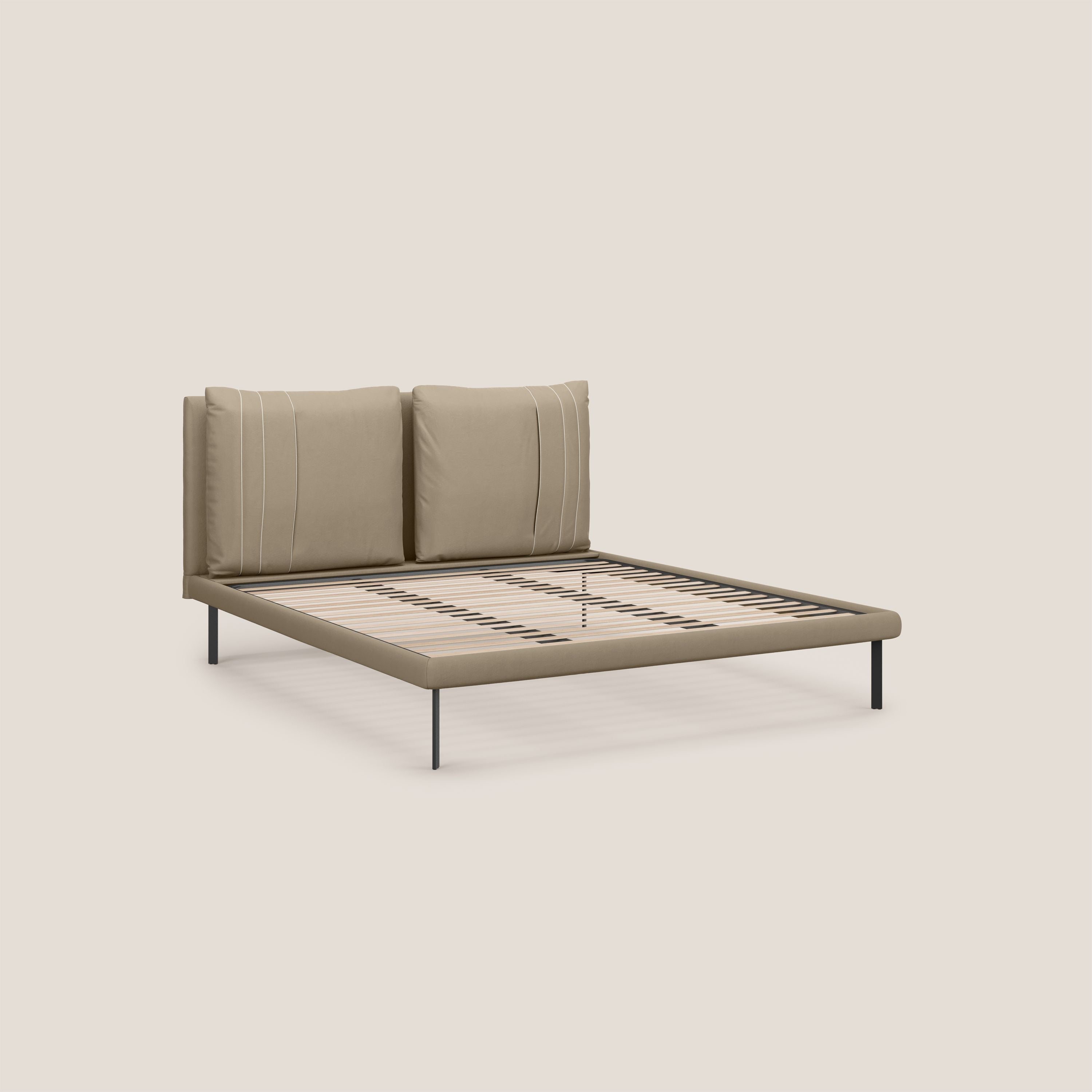 Giselle letto moderno con cuscini testata regolabili con tasche in microfibra impermeabile T11 tortora - divani.store