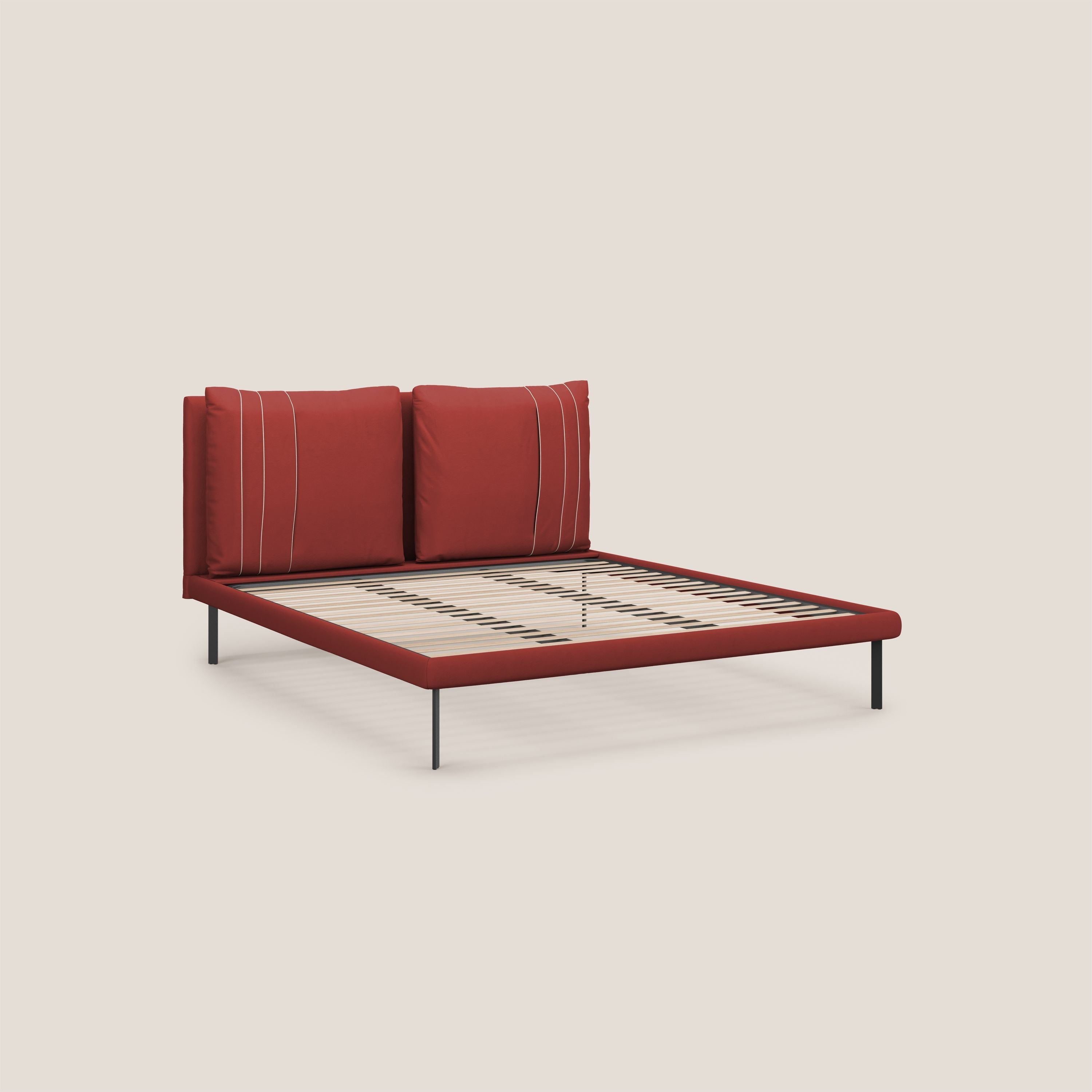 Giselle letto moderno con cuscini testata regolabili con tasche in microfibra impermeabile T11 rosso - divani.store