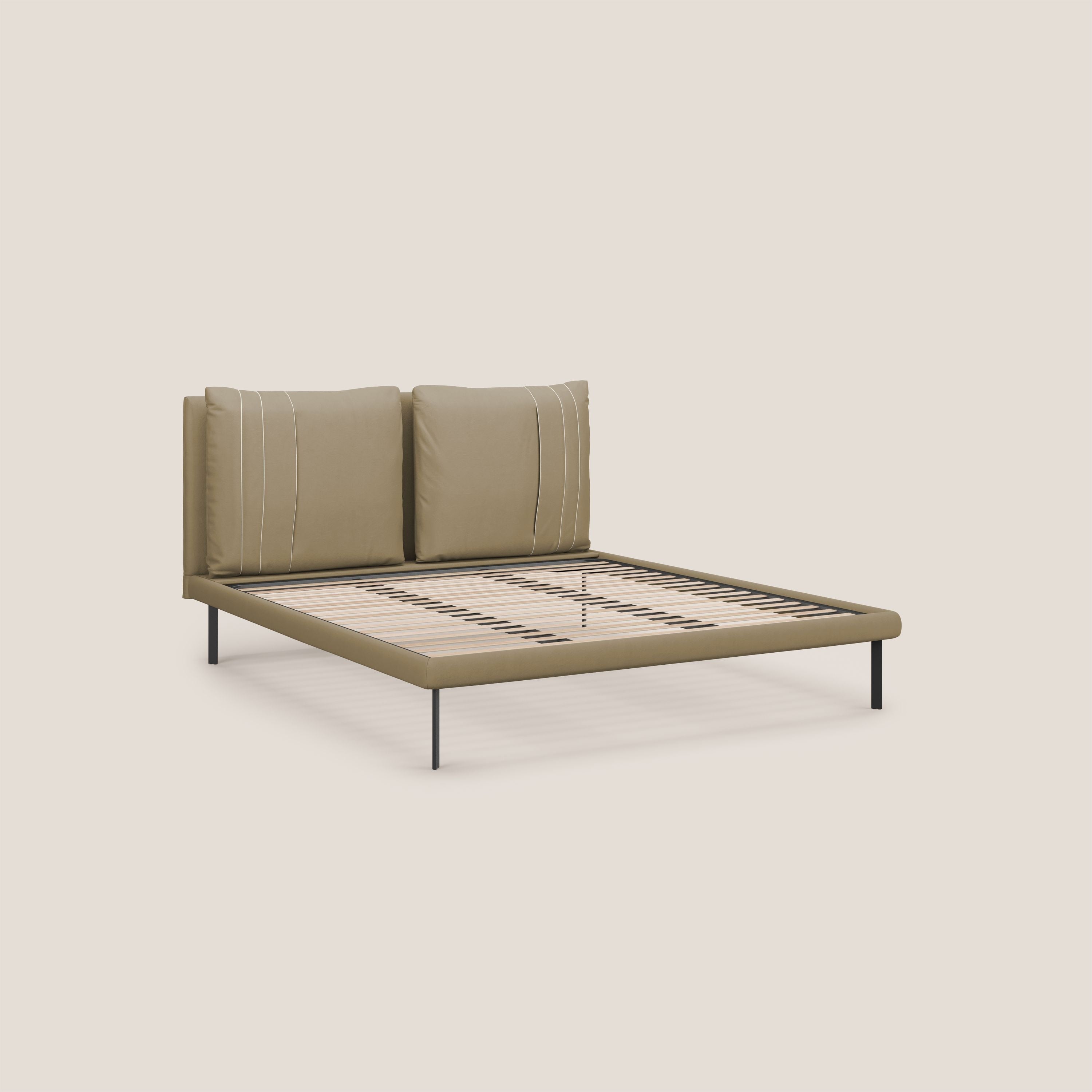 Giselle letto moderno con cuscini testata regolabili con tasche in microfibra impermeabile T11 beige - divani.store