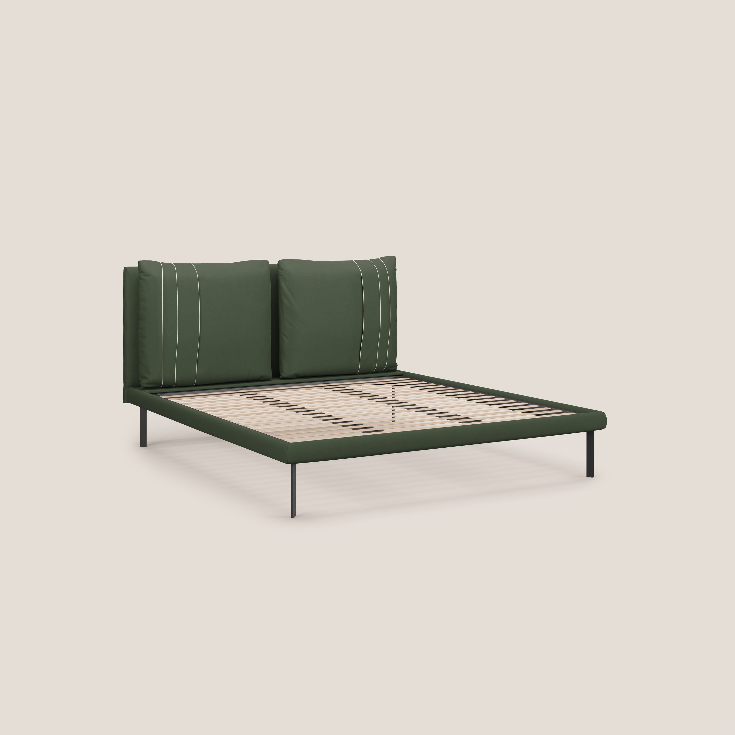 Giselle letto moderno con cuscini testata regolabili con tasche in microfibra impermeabile T11 verde - divani.store