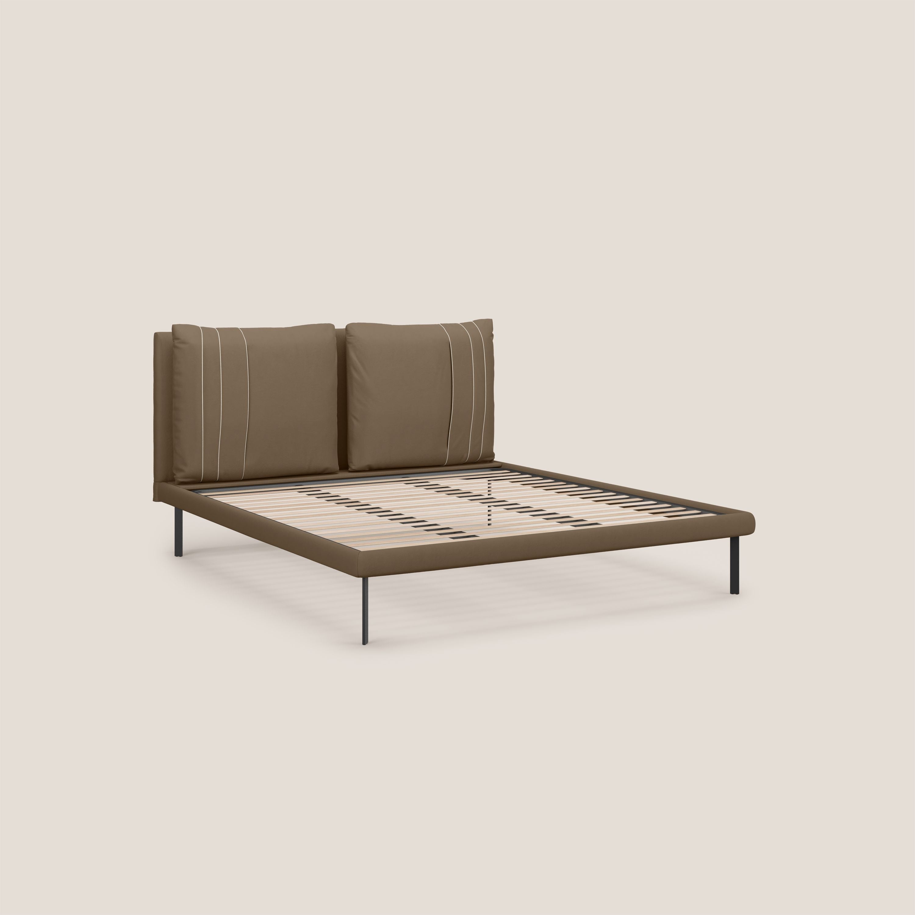 Giselle letto moderno con cuscini testata regolabili con tasche in microfibra impermeabile T11 marrone - divani.store