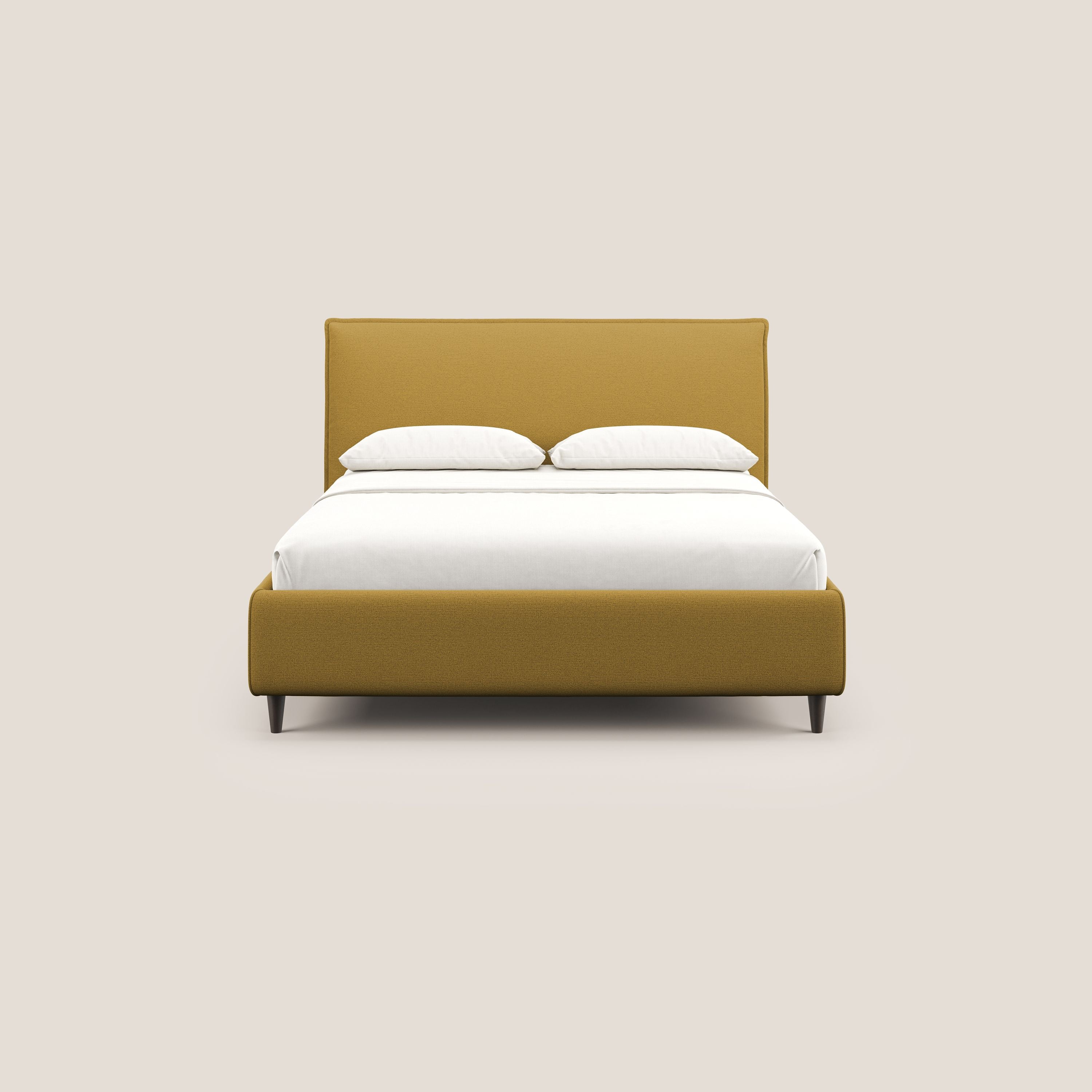 Hunter letto imbottito contenitore sfoderabile in tessuto impermeabile fiammato T19 giallo - divani.store