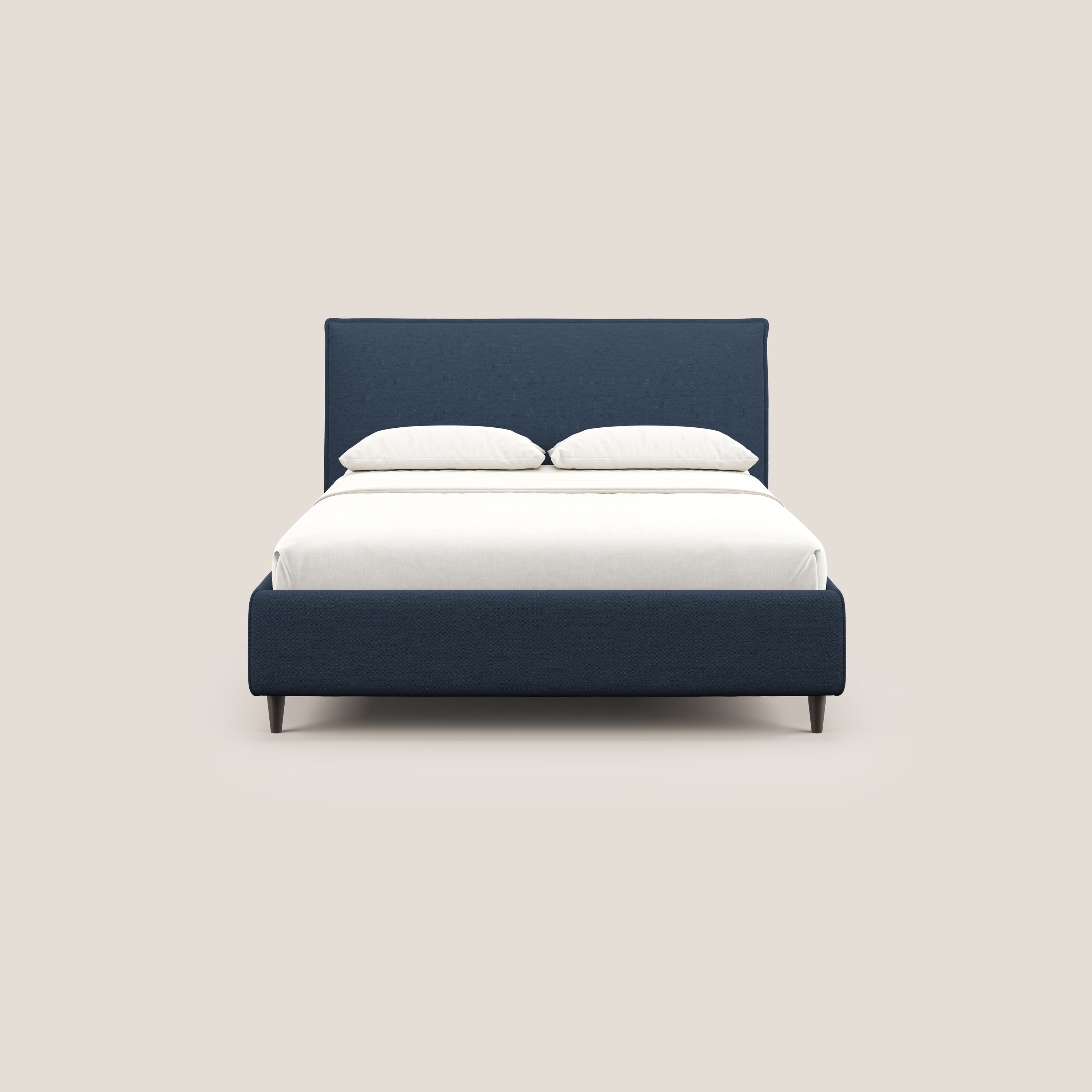 Hunter letto imbottito contenitore sfoderabile in tessuto impermeabile fiammato T19 blu - divani.store