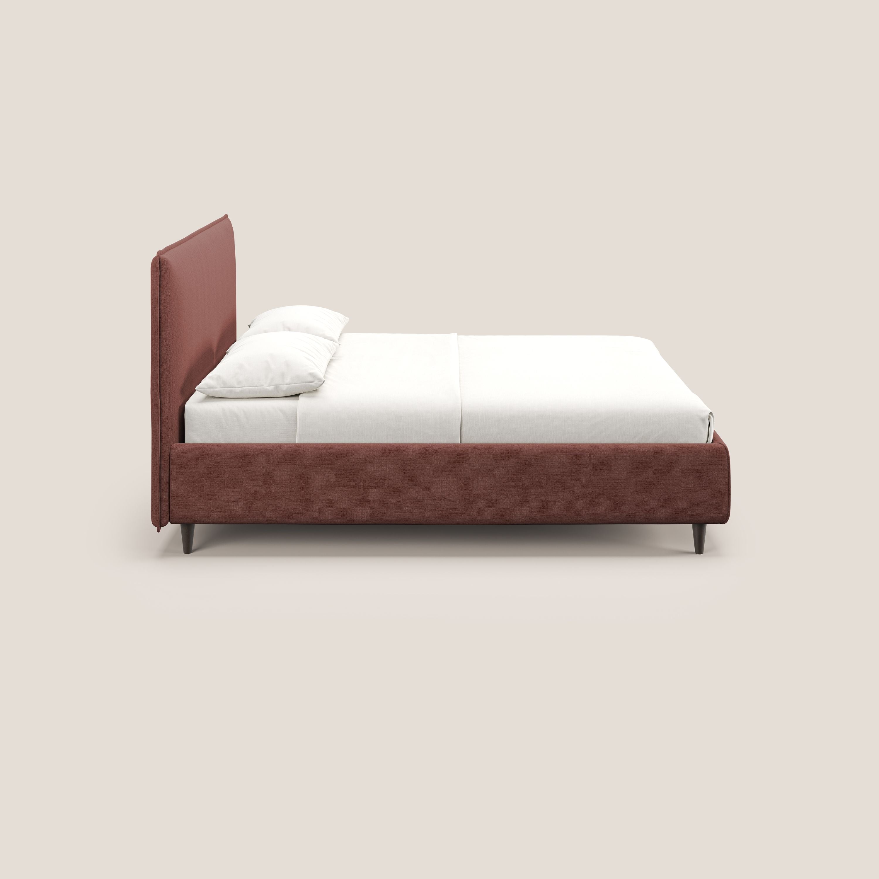 Hunter letto imbottito contenitore sfoderabile in tessuto impermeabile fiammato T19 salmone - divani.store