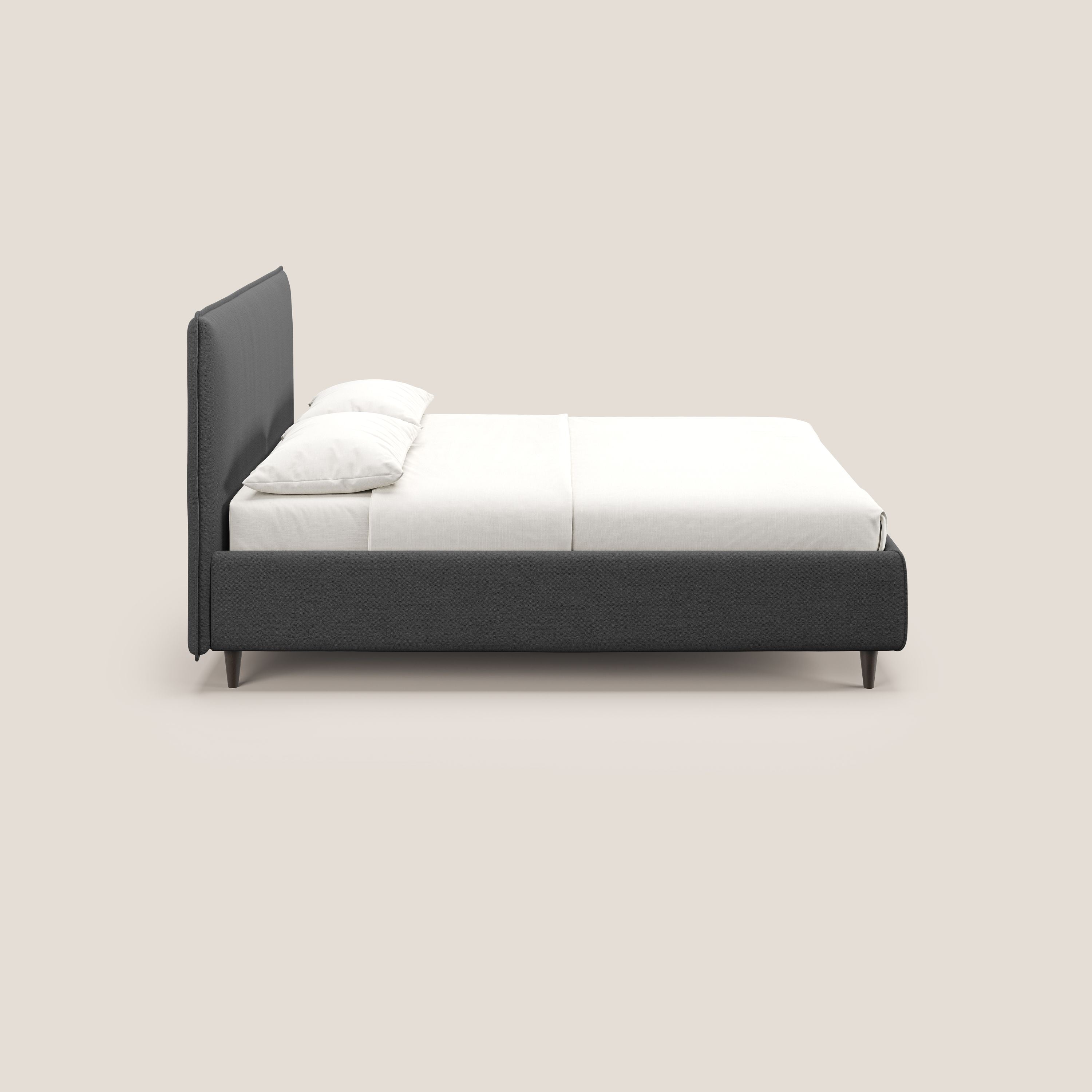 Hunter letto imbottito contenitore sfoderabile in tessuto impermeabile fiammato T19 antracite - divani.store