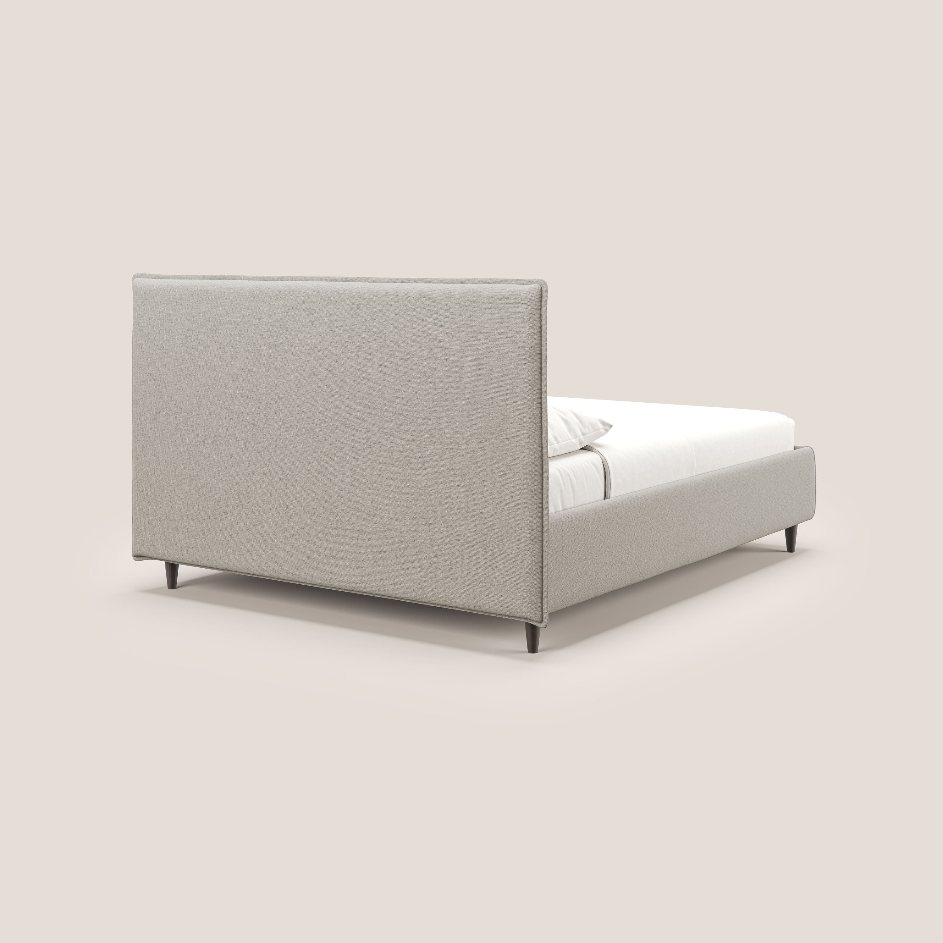 Hunter letto imbottito contenitore sfoderabile in tessuto impermeabile fiammato T19 panna - divani.store