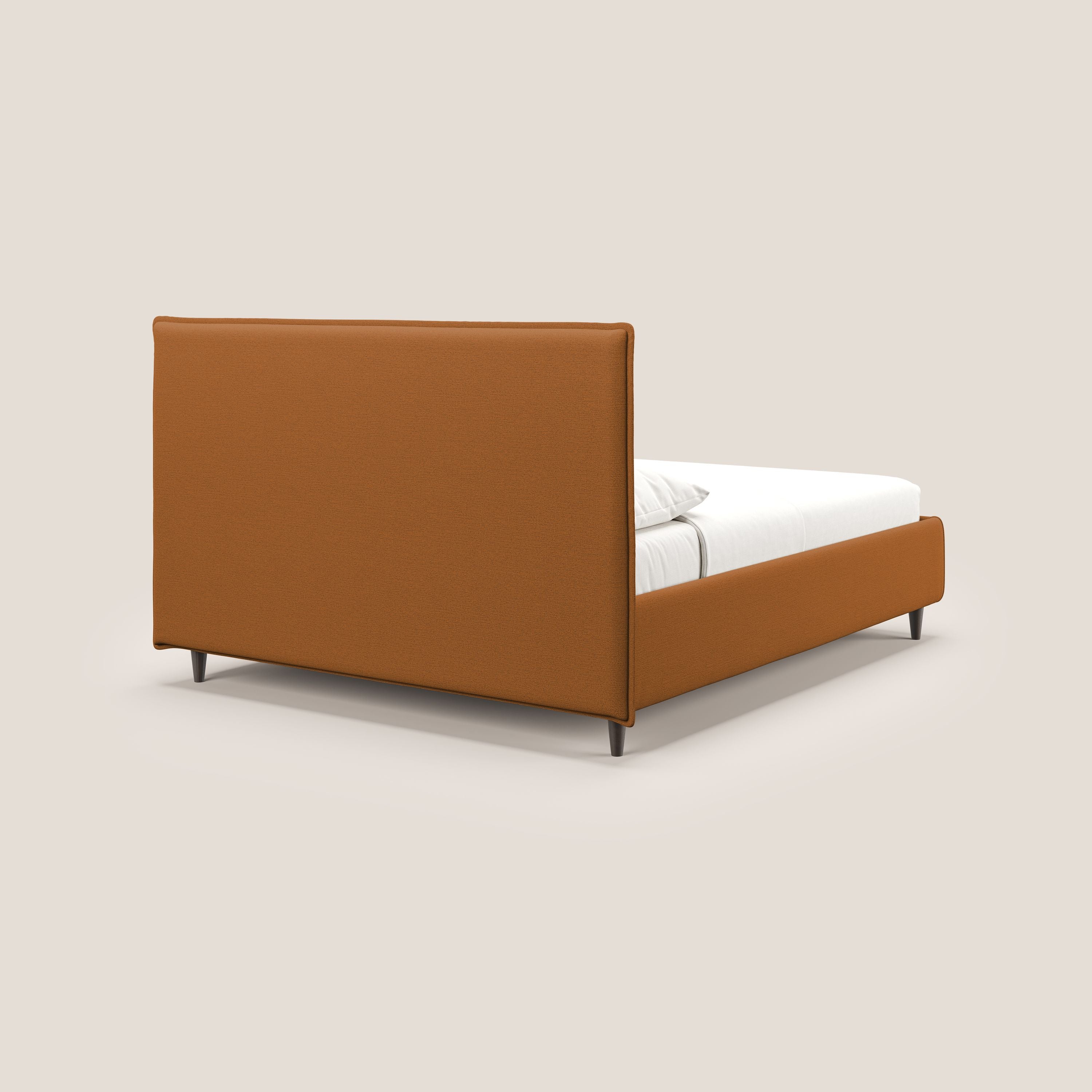 Hunter letto imbottito contenitore sfoderabile in tessuto impermeabile fiammato T19 arancio - divani.store