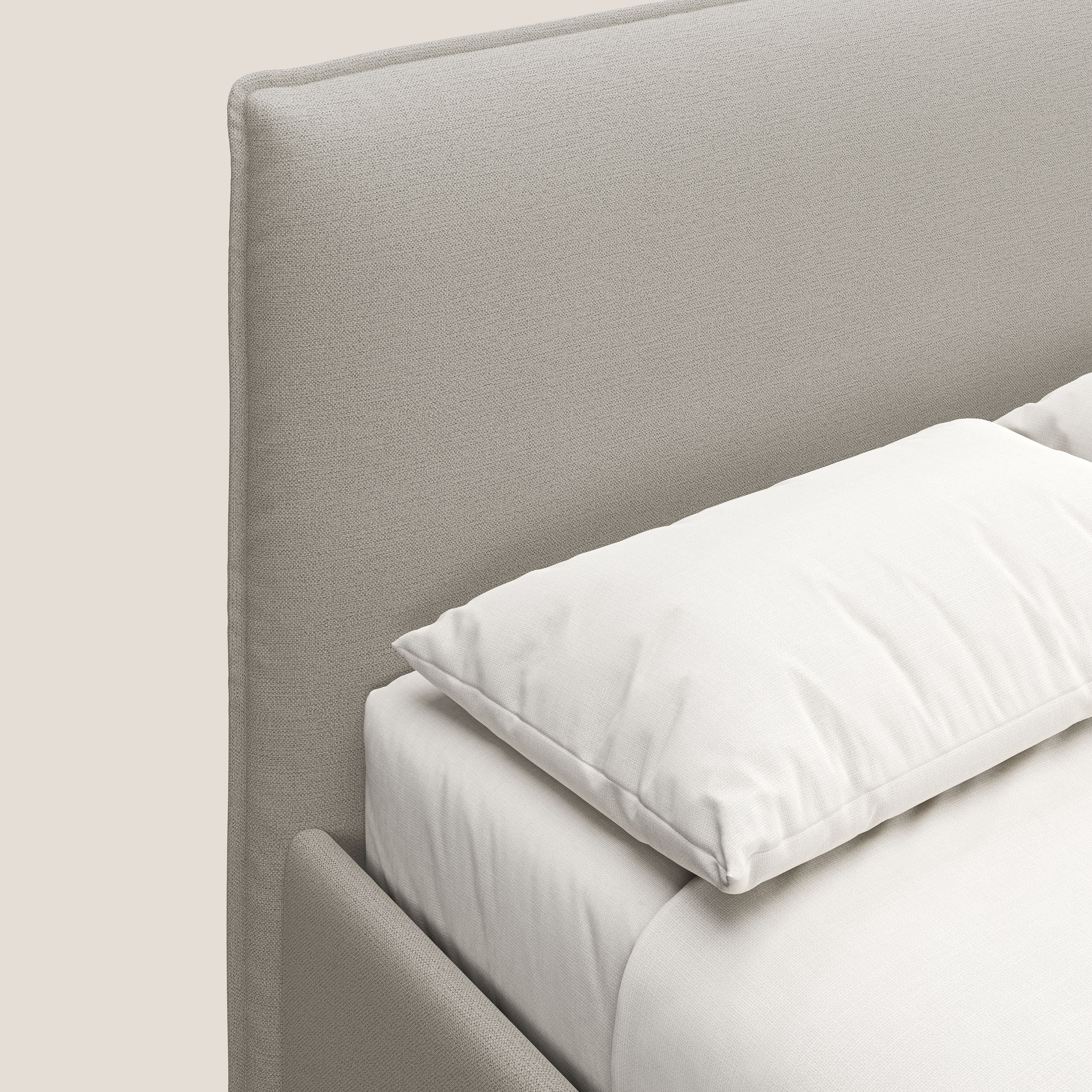 Hunter letto imbottito contenitore sfoderabile in tessuto impermeabile fiammato T19 panna - divani.store