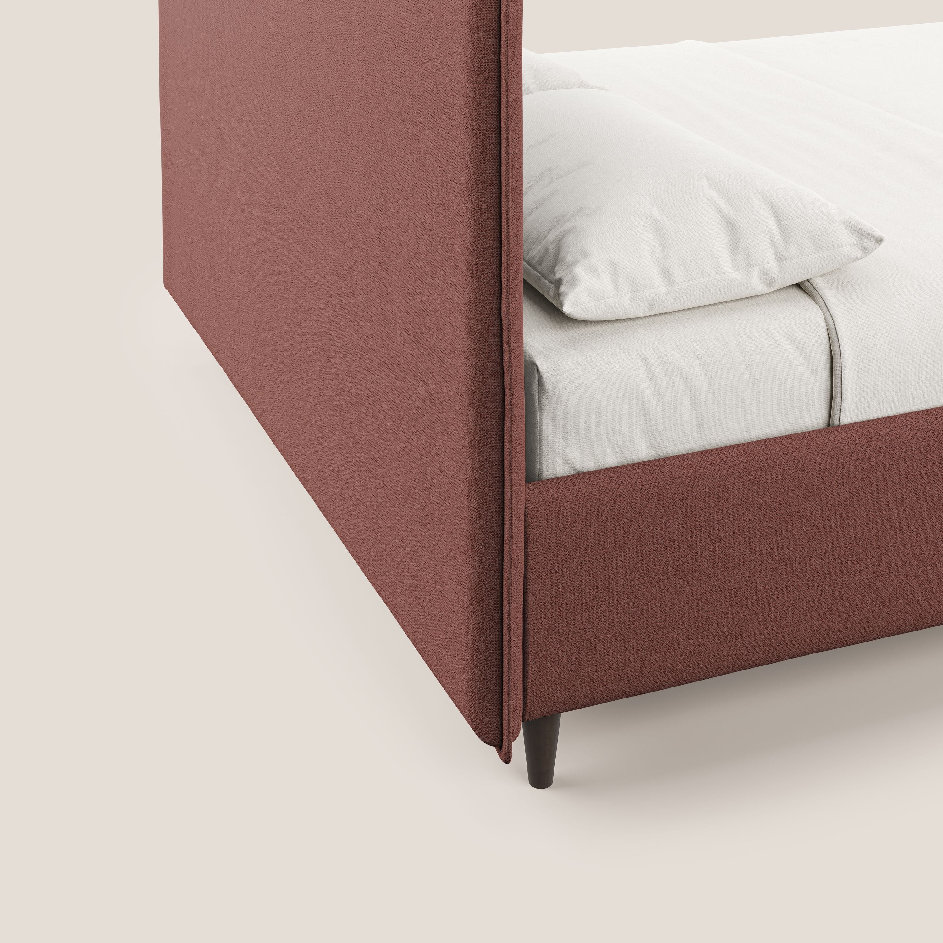 Hunter letto imbottito contenitore sfoderabile in tessuto impermeabile fiammato T19 salmone - divani.store