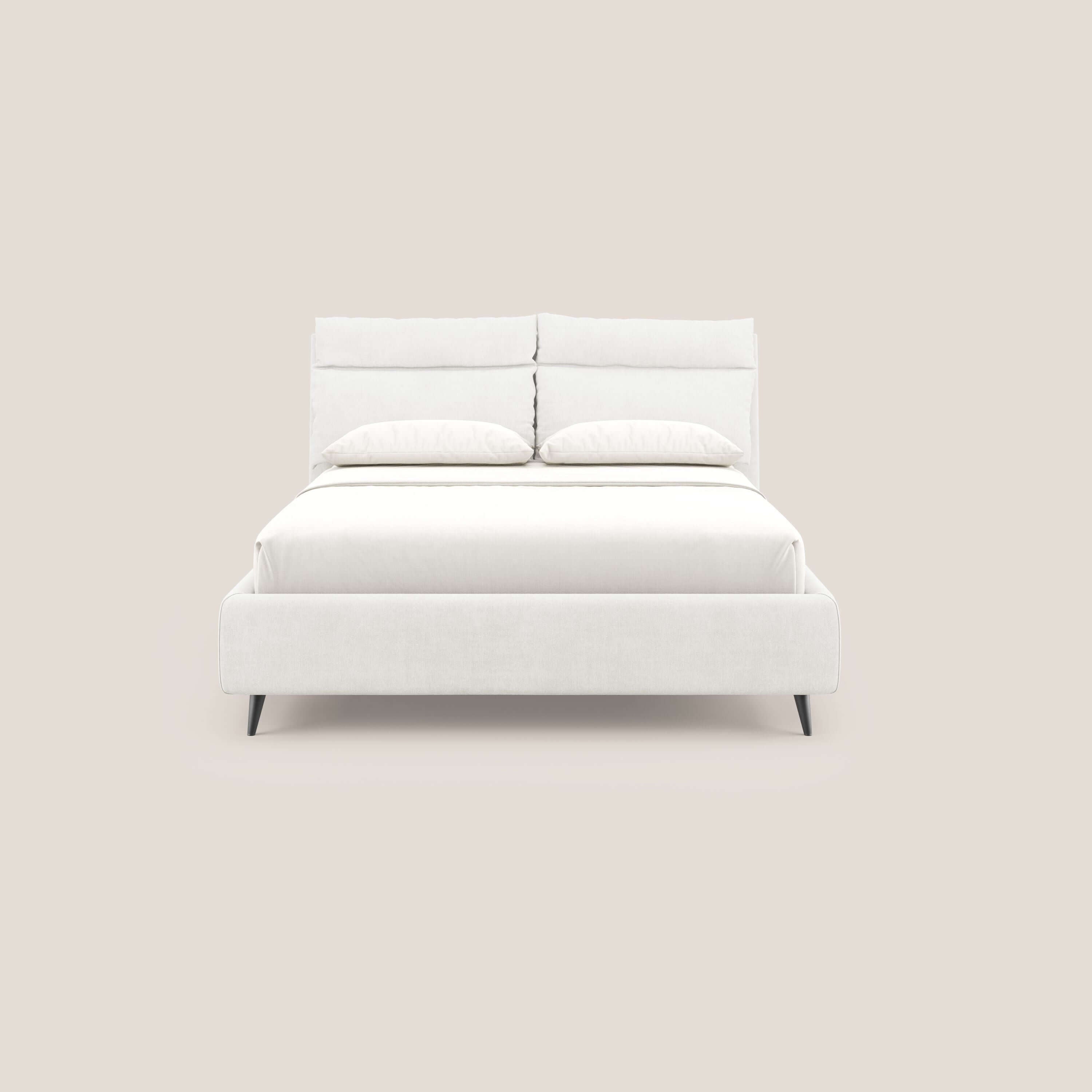 Jerry letto imbottito contenitore e cuscini reclinabili in tessuto smacchiabile T17 bianco - divani.store