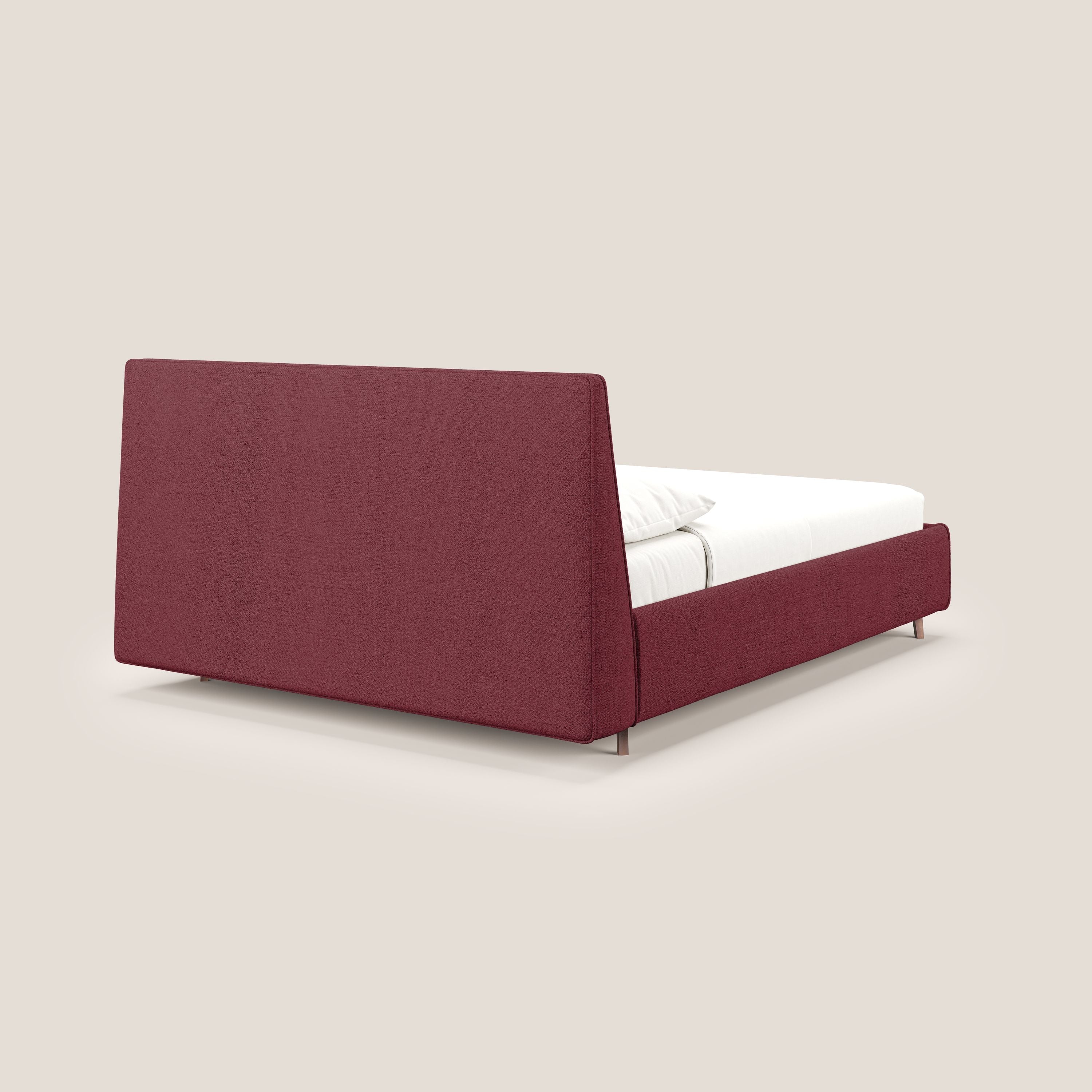 Justin letto imbottito contenitore e sfoderabile in tessuto fiammato impermeabile T03 rosso - divani.store