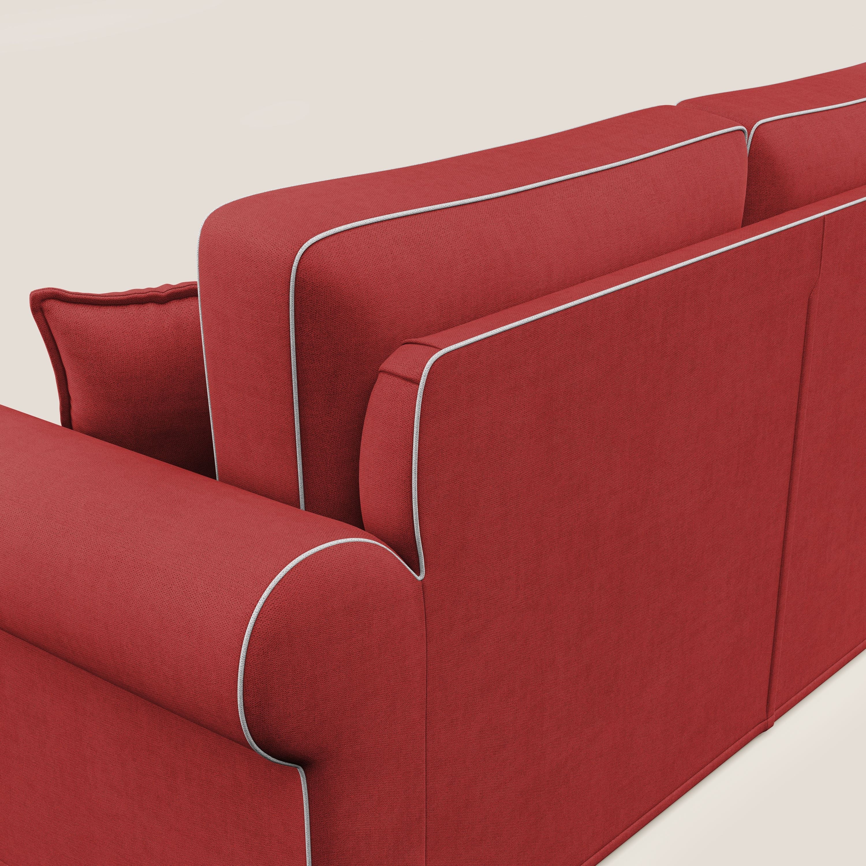 Lady divano classico bicolore in piuma d'oca realizzato con tessuto impermeabile T02 rosso - bianco - divani.store