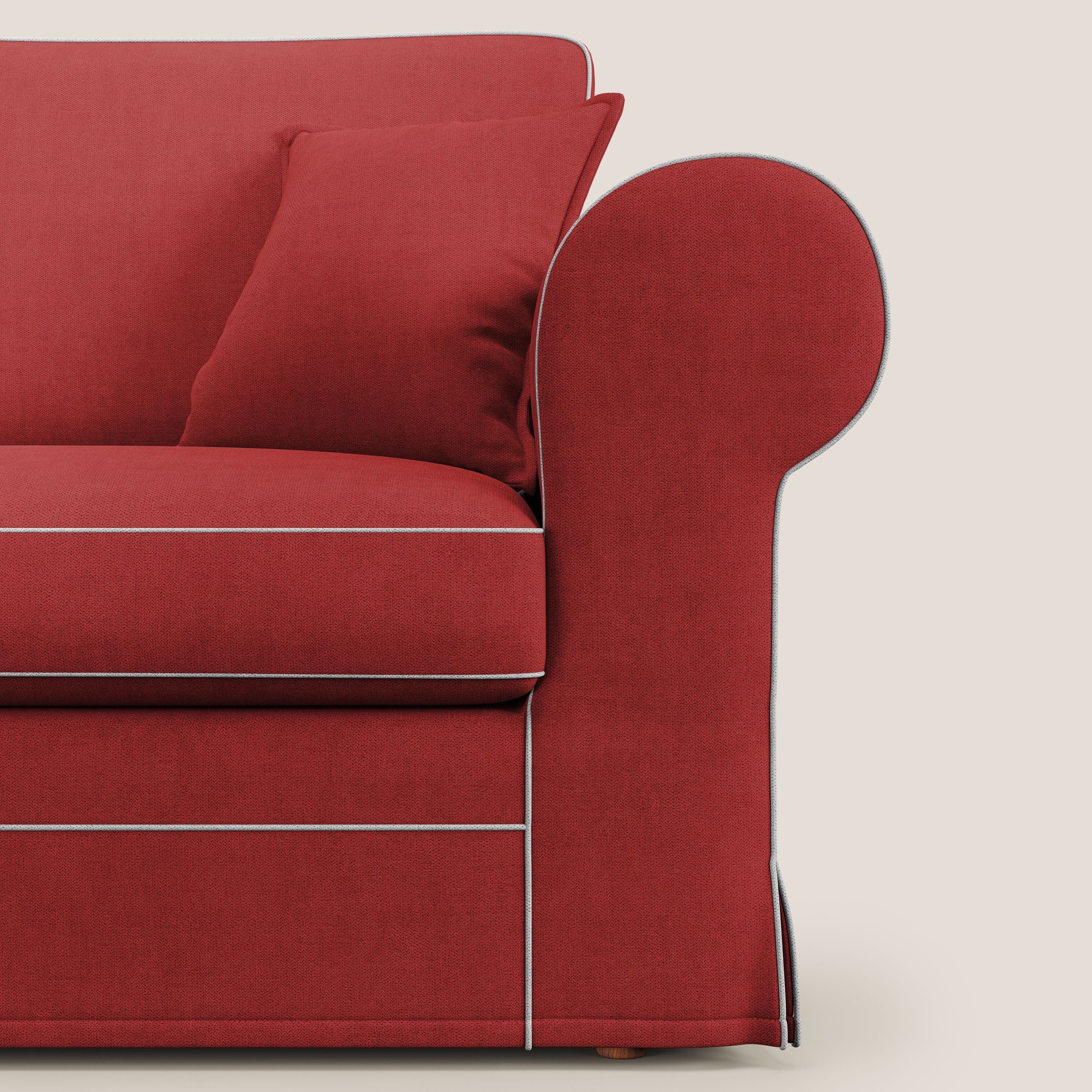 Lady divano classico bicolore in piuma d'oca realizzato con tessuto impermeabile T02 rosso - bianco - divani.store