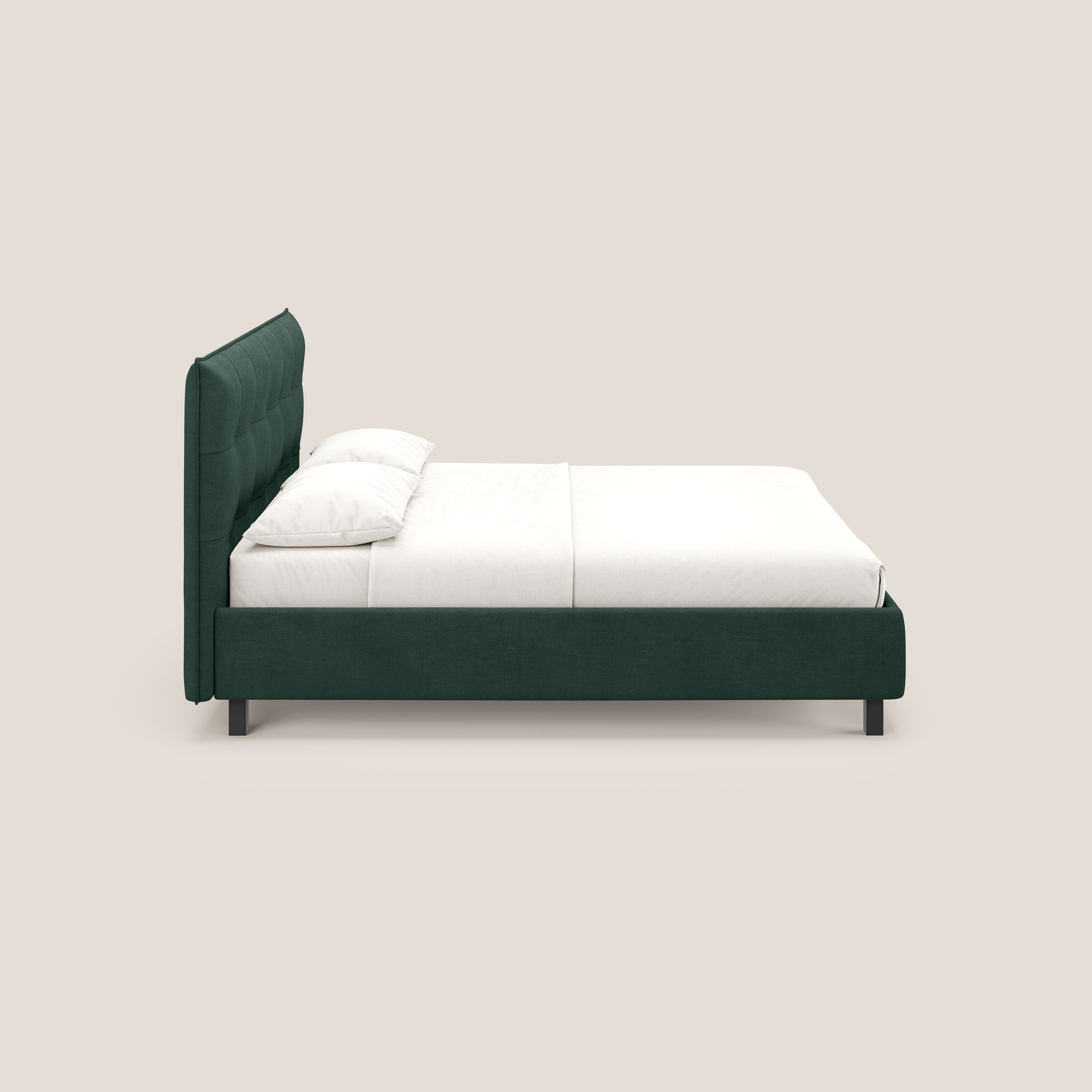 Liam letto contenitore con testata trapuntata in tessuto smacchiabile T17 verde - divani.store