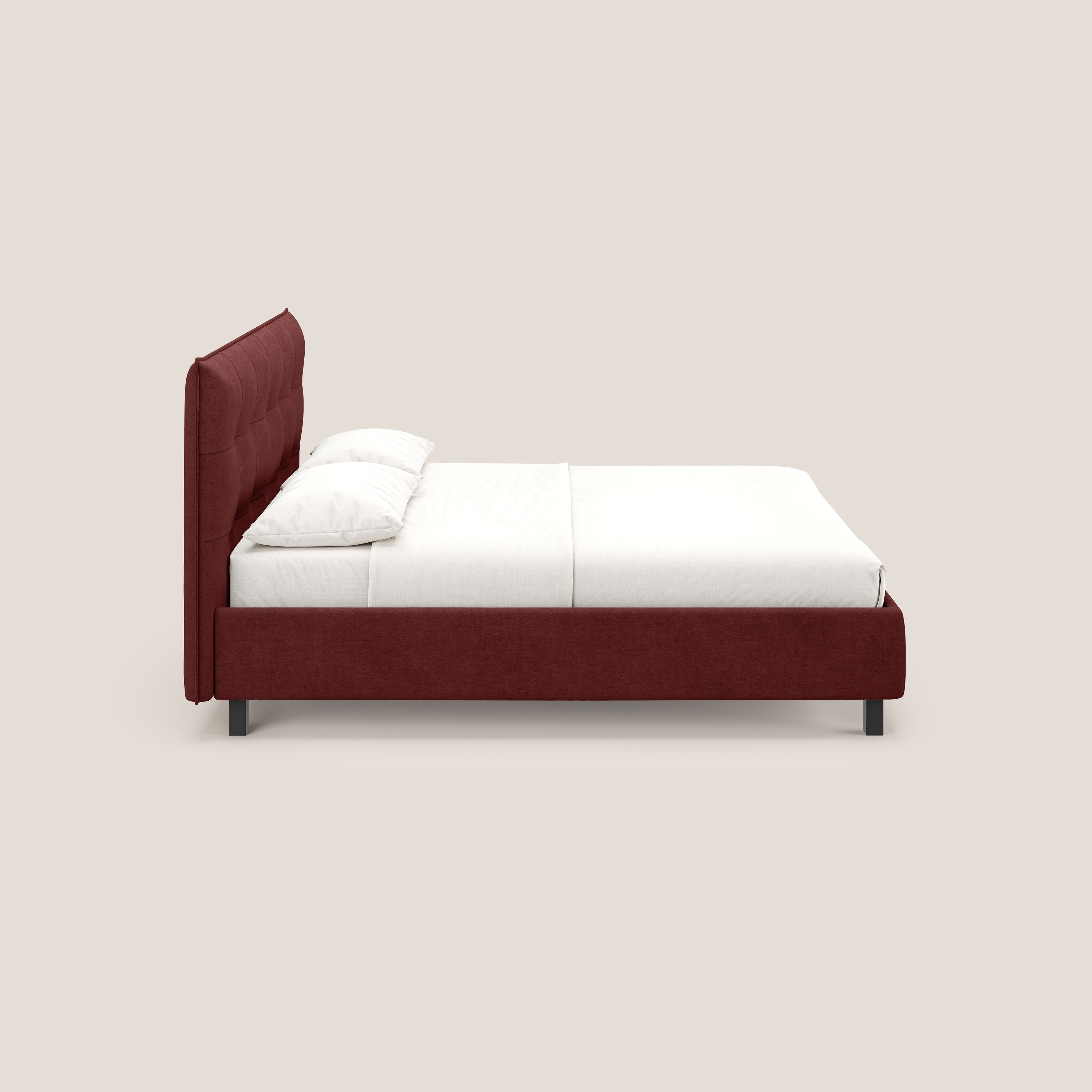 Liam letto contenitore con testata trapuntata in tessuto smacchiabile T17 rosso - divani.store
