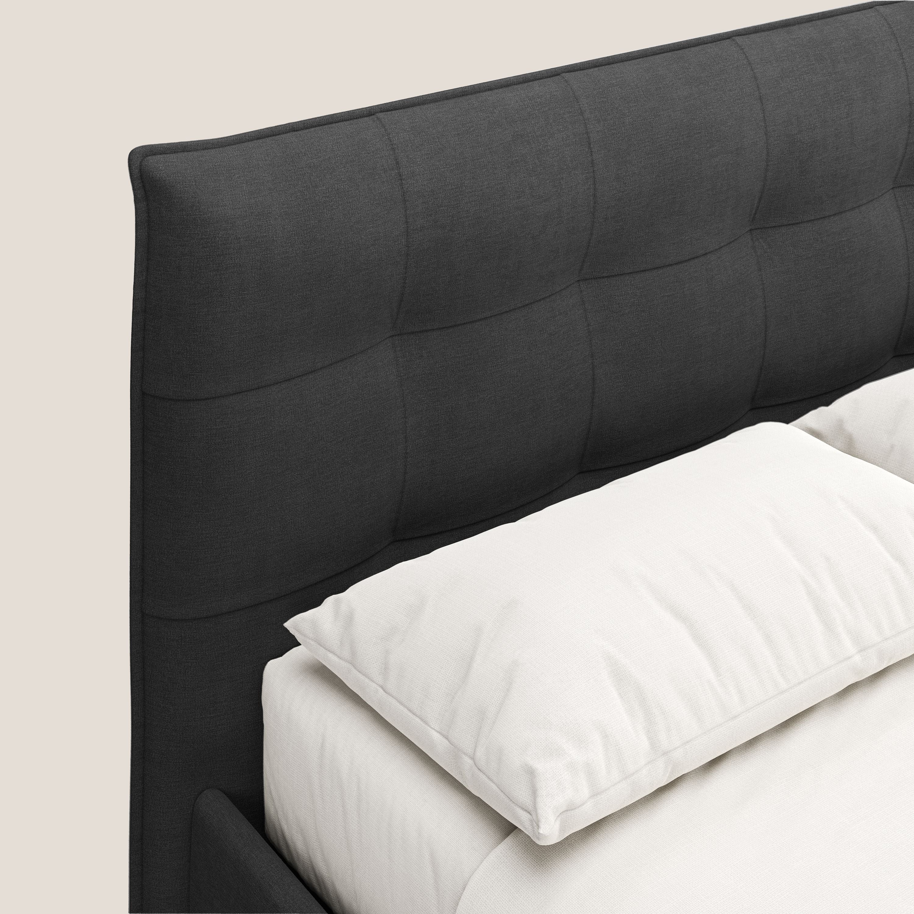 Liam letto contenitore con testata trapuntata in tessuto smacchiabile T17 antracite - divani.store
