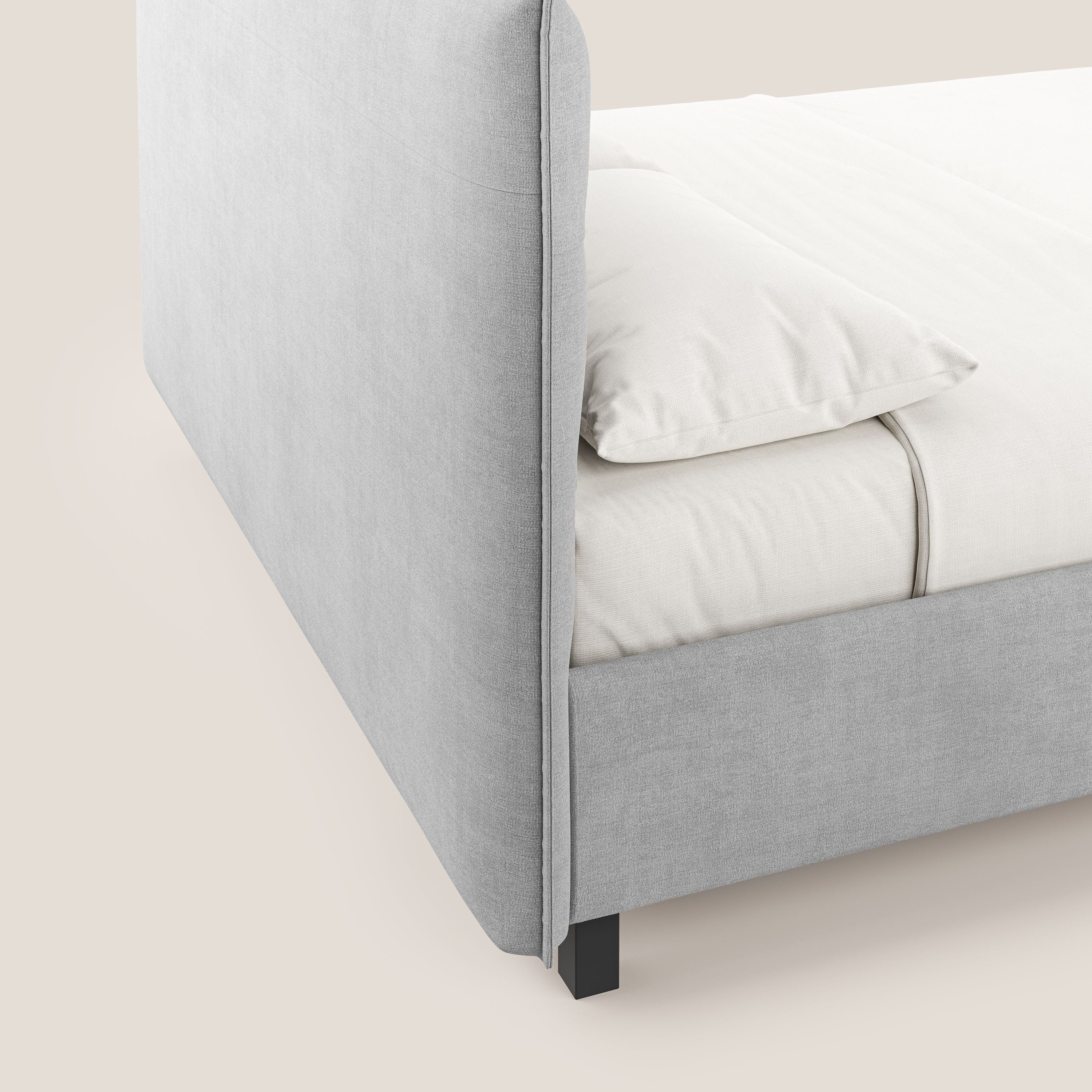 Liam letto contenitore con testata trapuntata in tessuto smacchiabile T17 grigio - divani.store