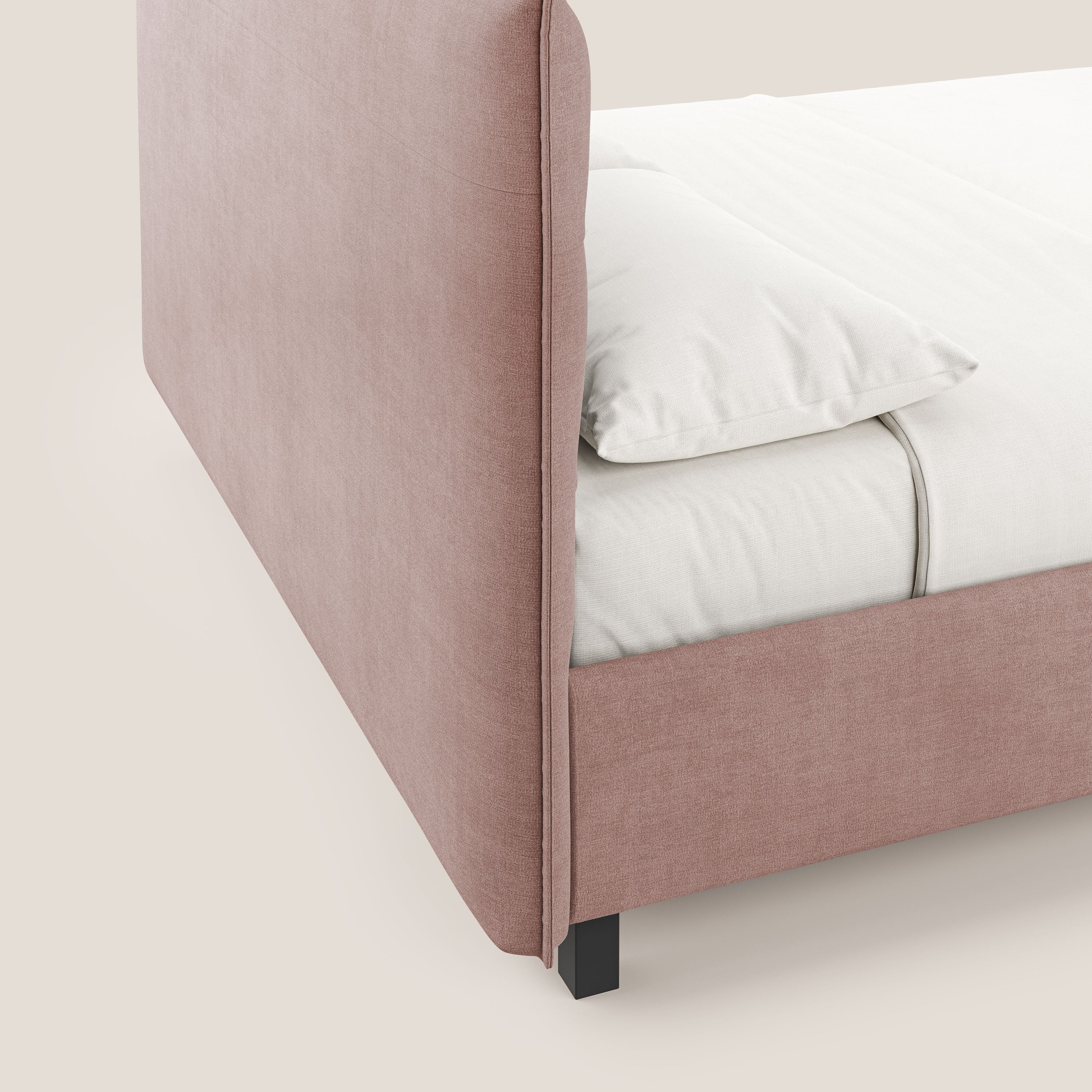 Liam letto contenitore con testata trapuntata in tessuto smacchiabile T17 rosa - divani.store