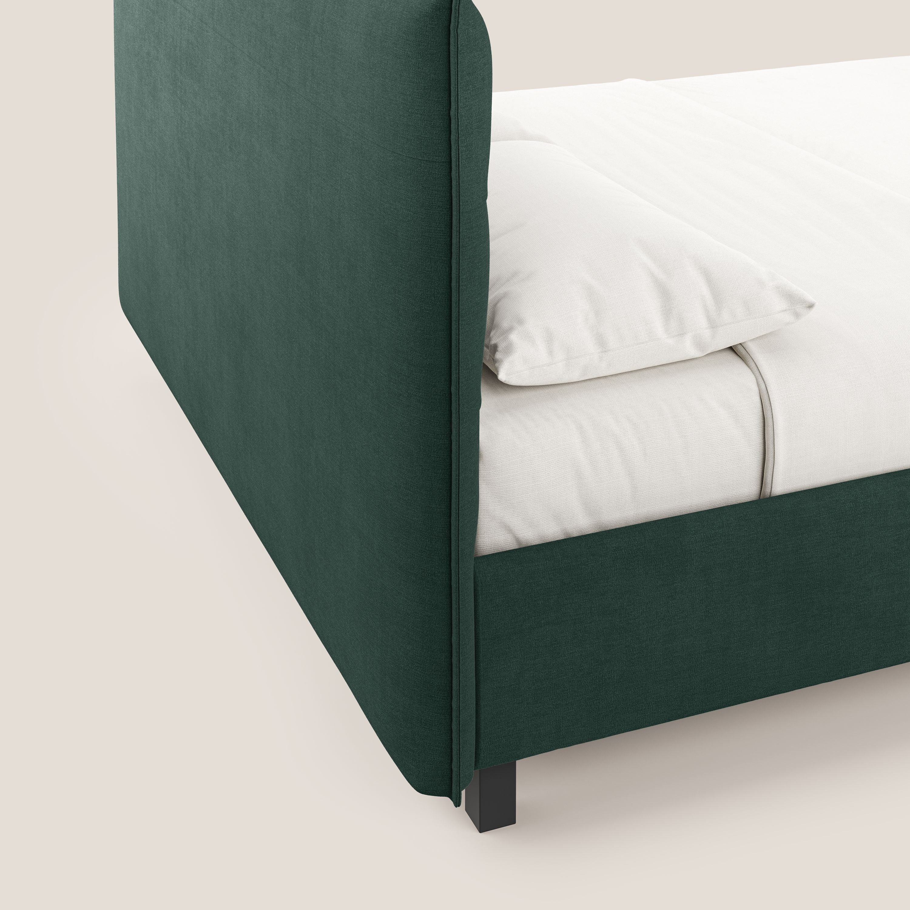 Liam letto contenitore con testata trapuntata in tessuto smacchiabile T17 verde - divani.store